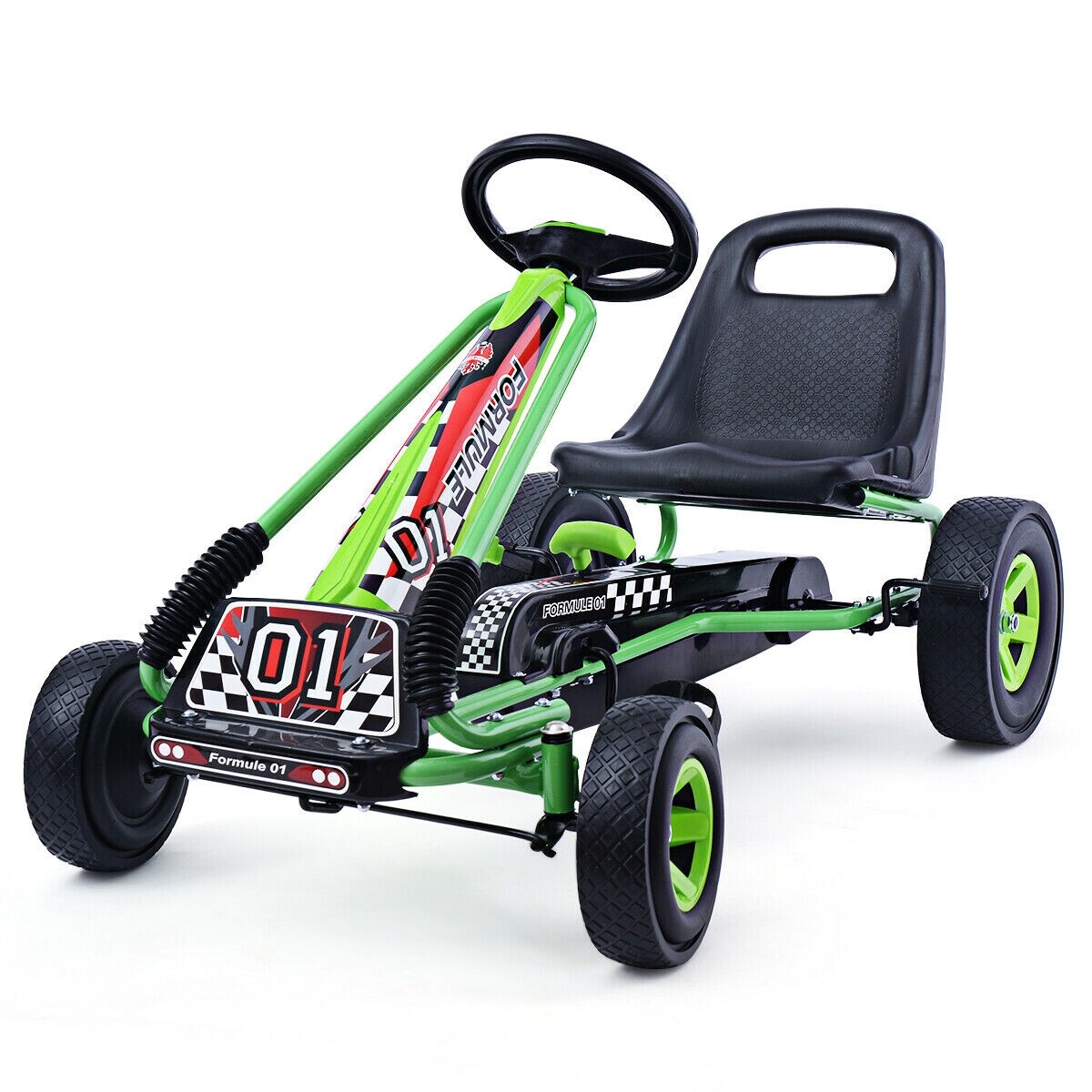 4 ratast lastele pedaaliga jalgrattaga go kart võidusõiduauto õues mängitav mänguasi - roheline