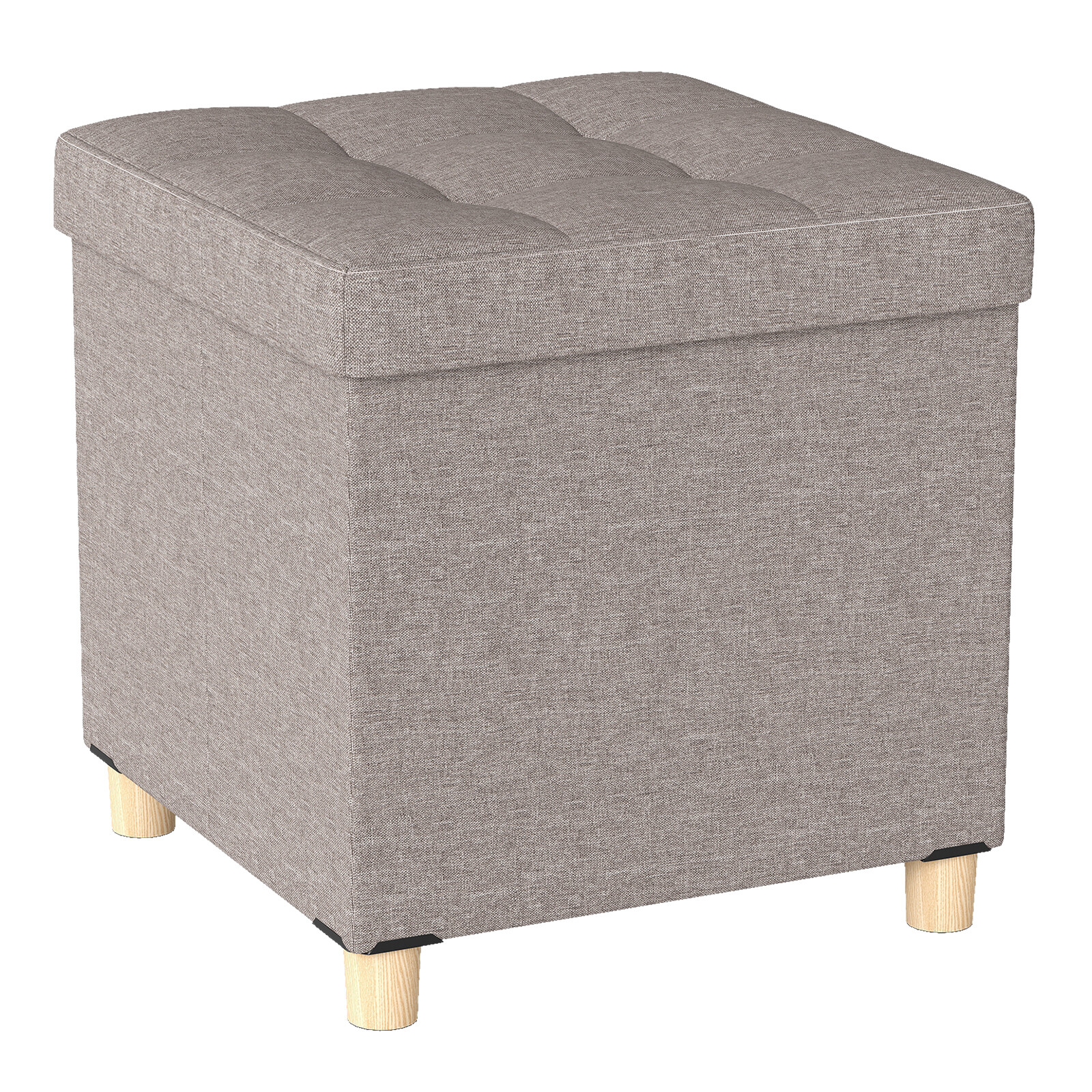 46 cm Ottoman hoiuruumi ja kummipuidust jalgadega - hall