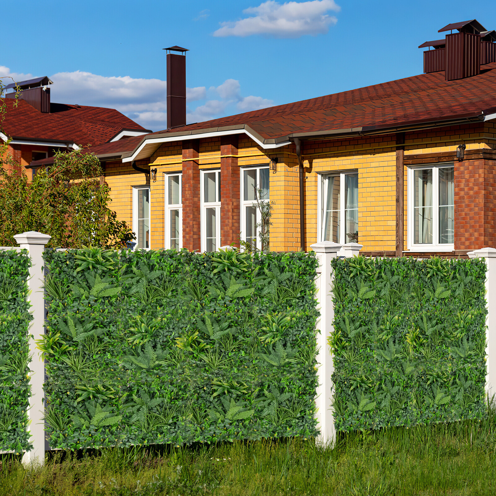 4 tükki 20 x 51 cm kunstpukspuust hekipaneele mitmekesiste lehtedega