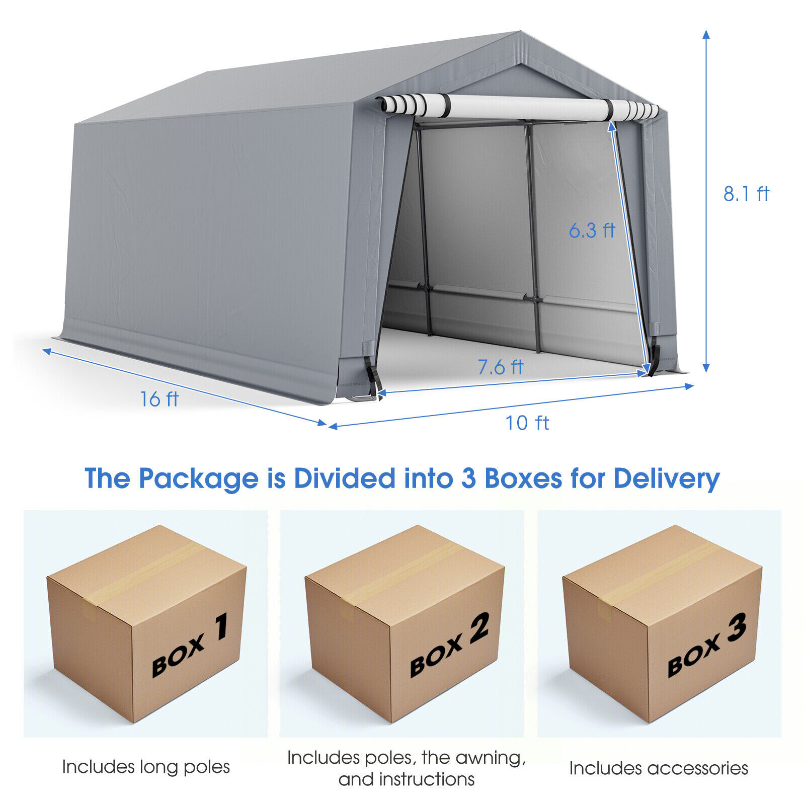 10 x 16/10 x 20 jalga (3 x 4,7 m) vastupidav autovarjualune kahe uksega – 10 x 16 jalga (3 x 4,7 m)