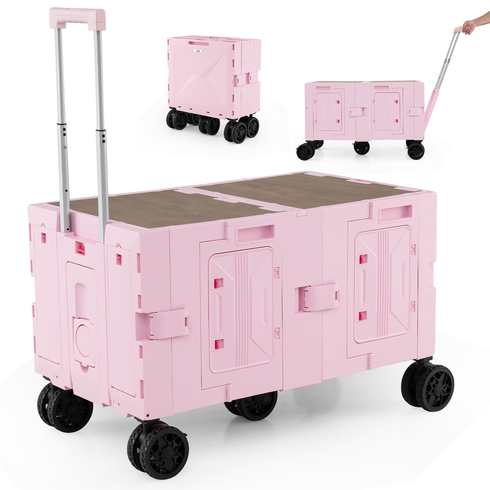 Immagine prodotto - Carrello pieghevole rosa 2 livelli