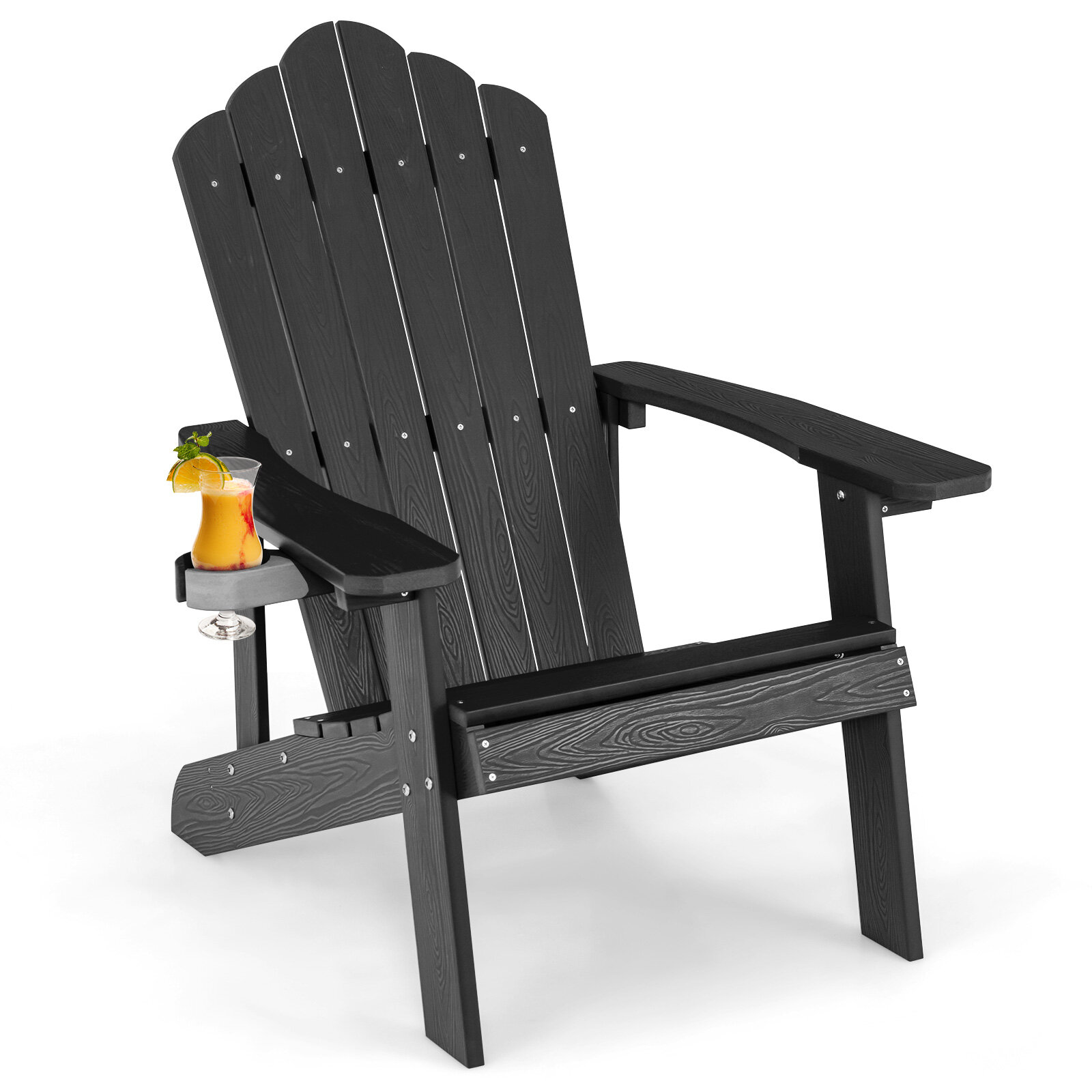 Ilmastikukindel HIPS Adirondacki tool topsihoidjaga - must