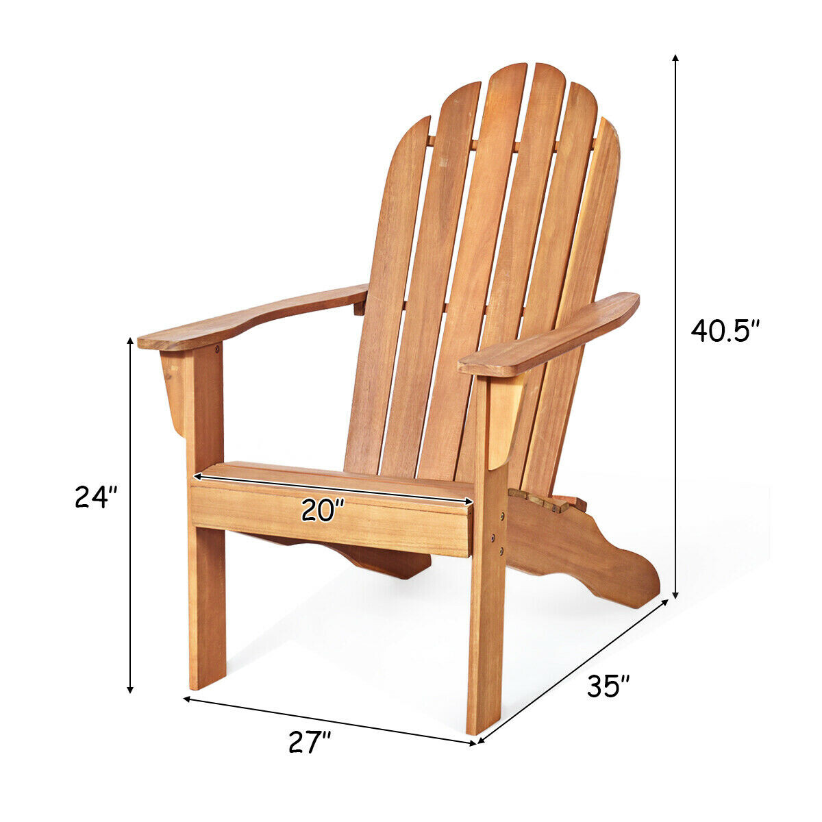 Akaatsiapuidust ergonoomilise disainiga Adirondacki stiilis välitool – naturaalne