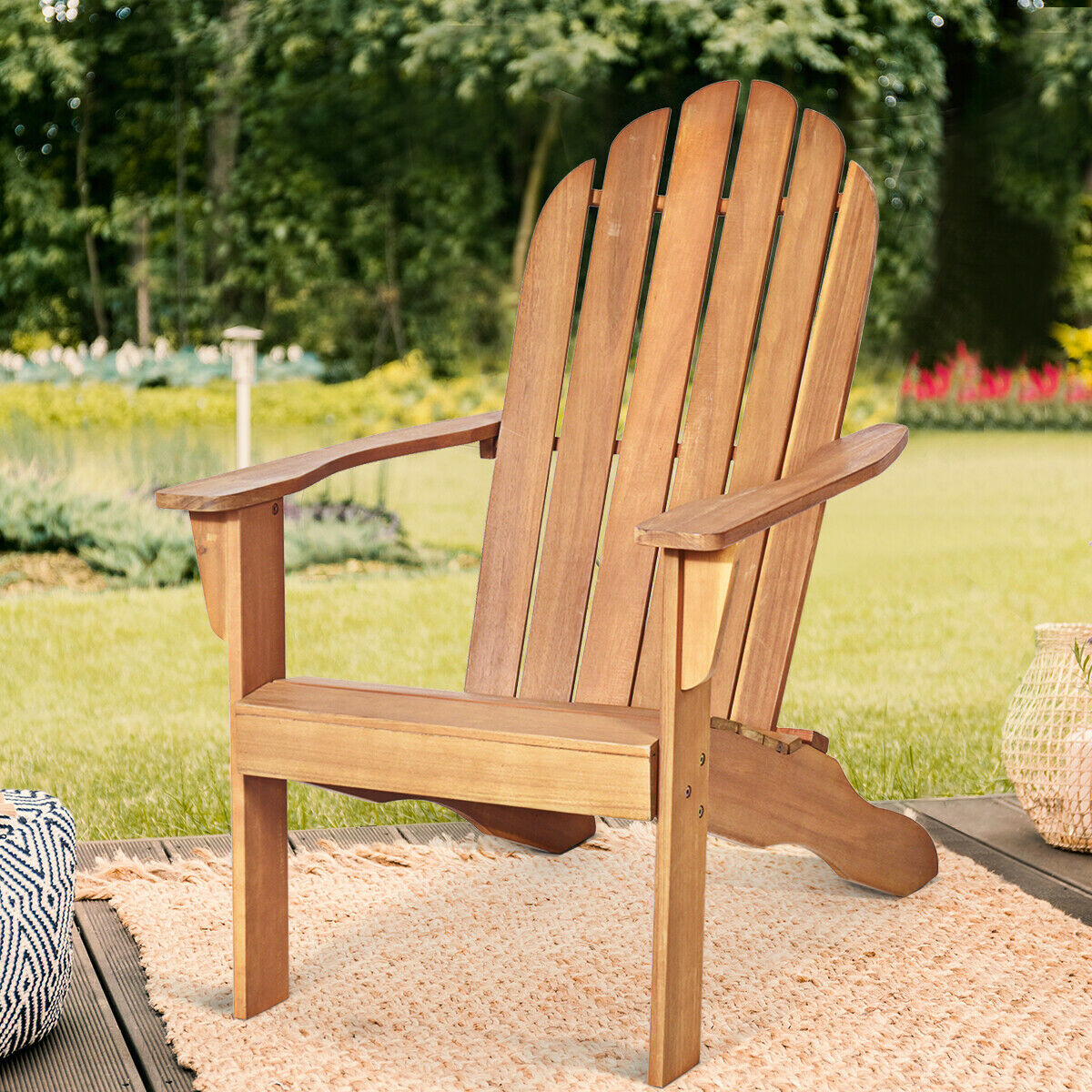 Akaatsiapuidust ergonoomilise disainiga Adirondacki stiilis välitool – naturaalne