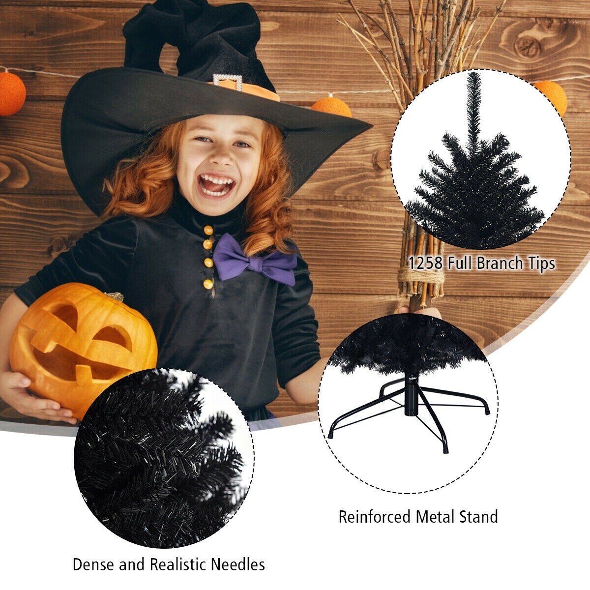 7,5 jala pikkune hingedega kunstlik Halloweeni jõulupuu