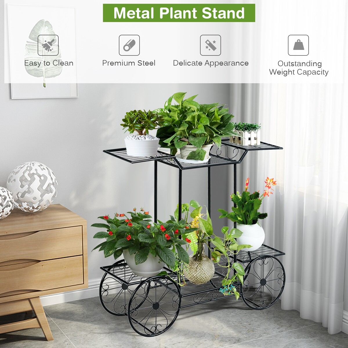 6-tasandiline aiakäru lilleriiul, dekoratiivne potitaimede hoidik