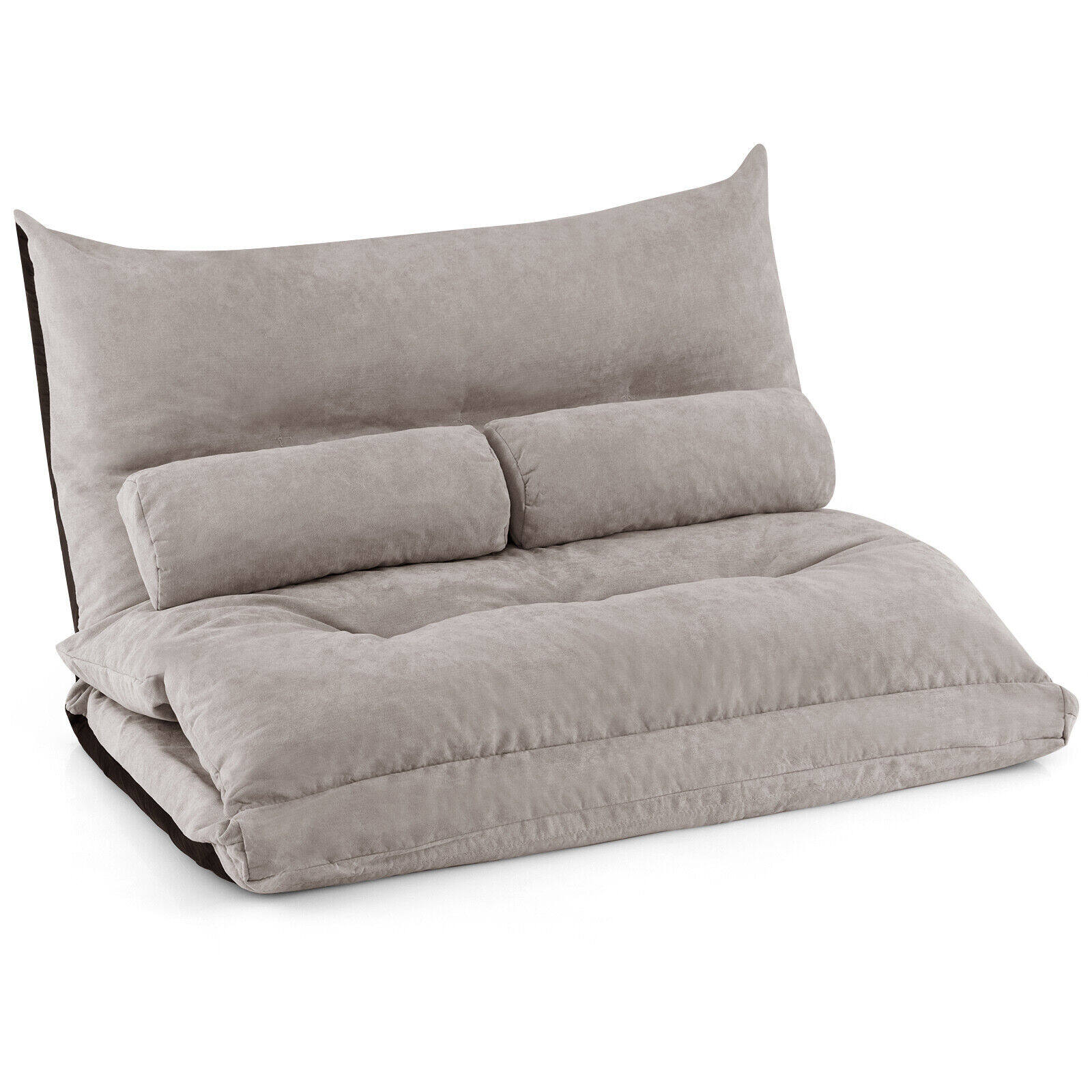 Reguleeritav põrandadiivanvoodi kahe nimmepadjaga - hall