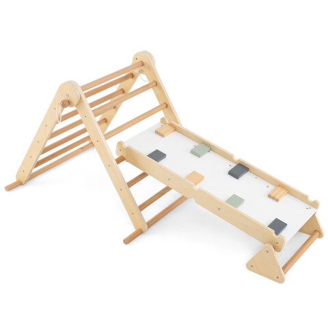 3-ühes Pikleri kolmnurga ronimiskomplekt lastele, kokkupandavad Montessori mänguasjad kaldteega - naturaalne