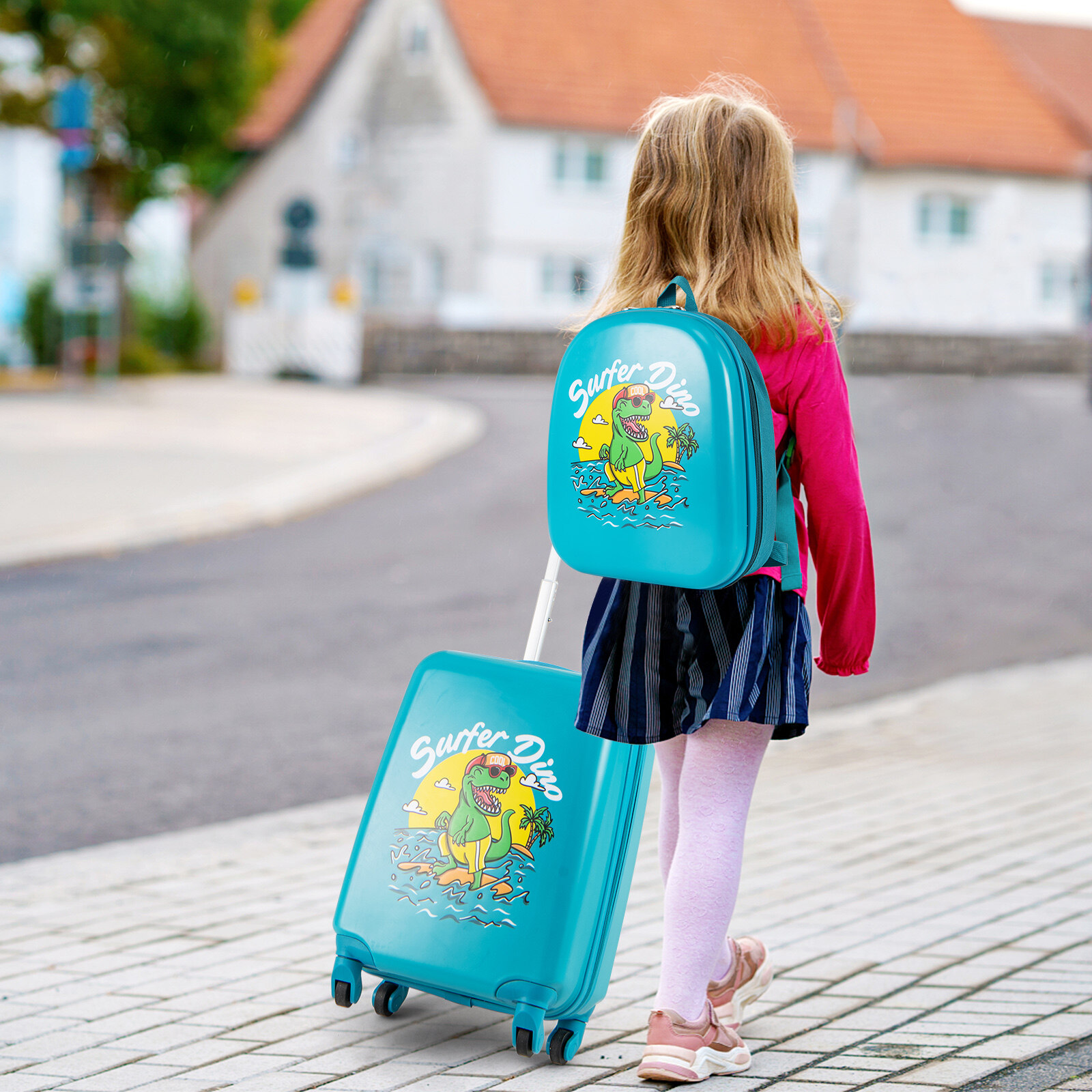 2 tk laste pagasikomplekti ratastega lastele, poistele ja tüdrukutele - sinine