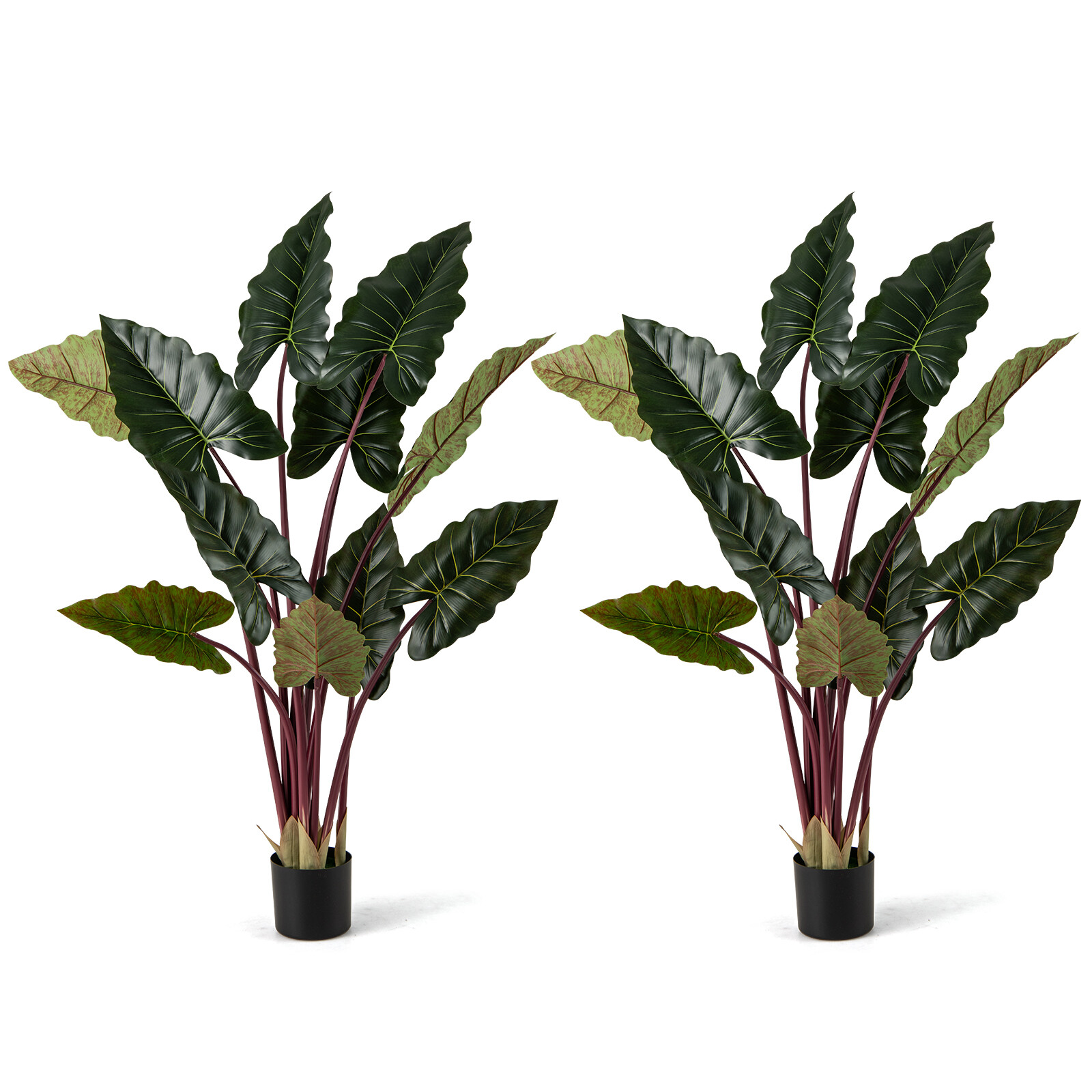Costway Artificial Rainbow Taro Tree 63″ Tall with 11 Faux Leaves-2 Pack Costway Artificial Rainbow Taro Tree 63″ Tall with 11 Faux Leaves-2 Pack
