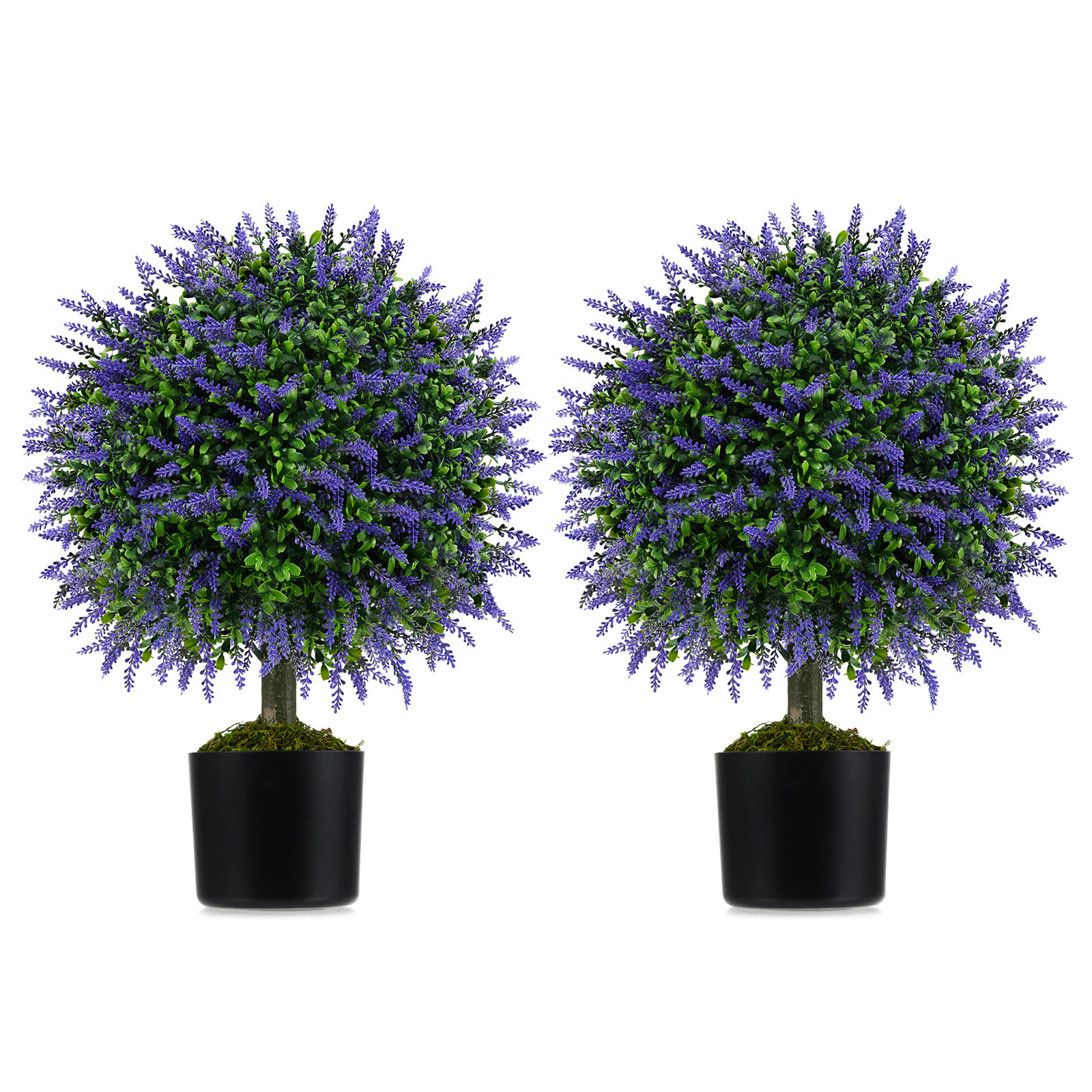 58 cm komplekt 2 kunstlillest pallikesi tsemendiga täidetud potiga - lilla