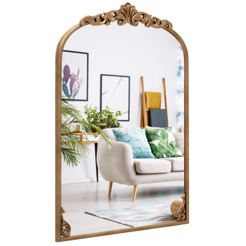 Kuldne traditsiooniline vintage-stiilis barokkpeegel metallraamiga - L