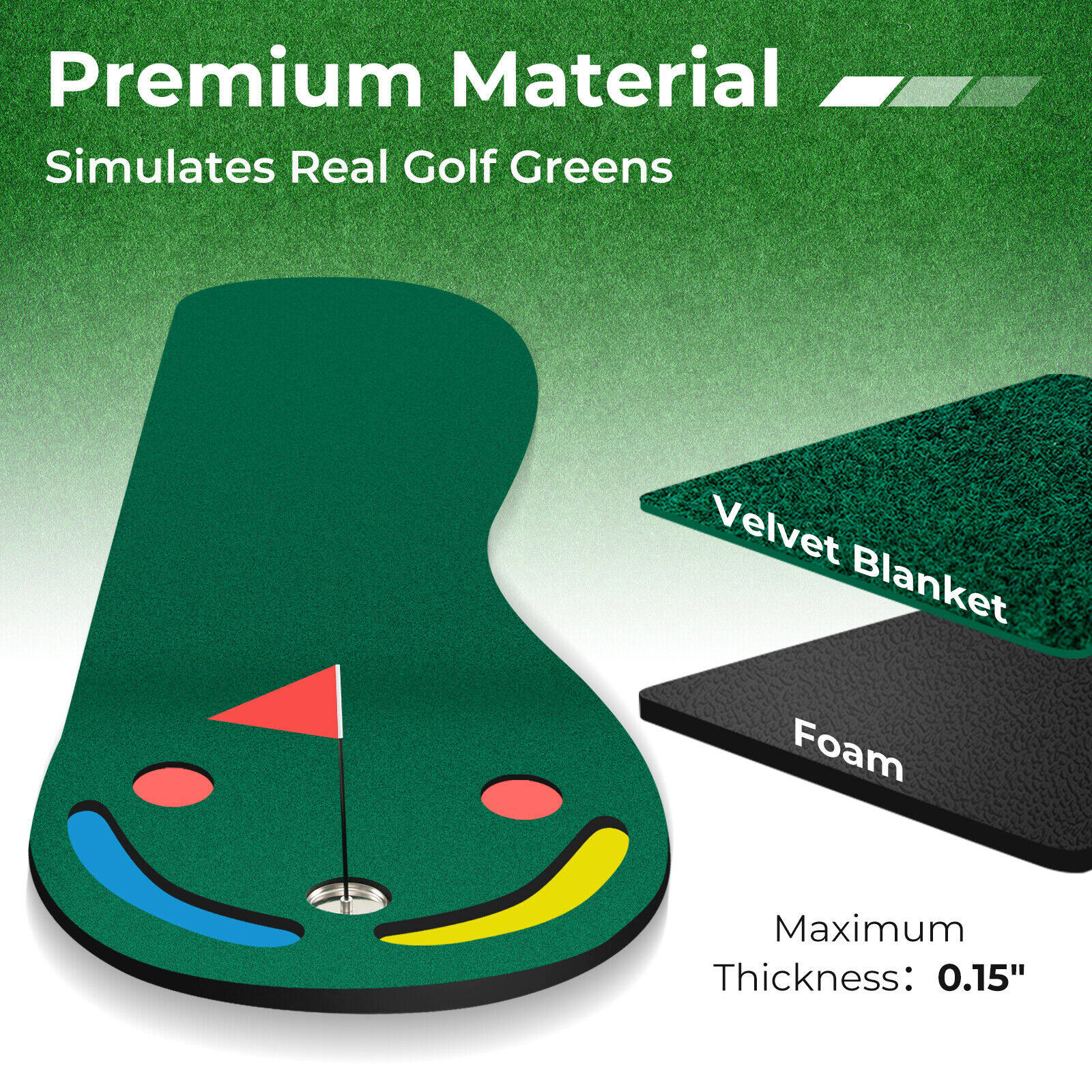 Golfi putting green komplekt sise- ja välistingimustes kasutamiseks