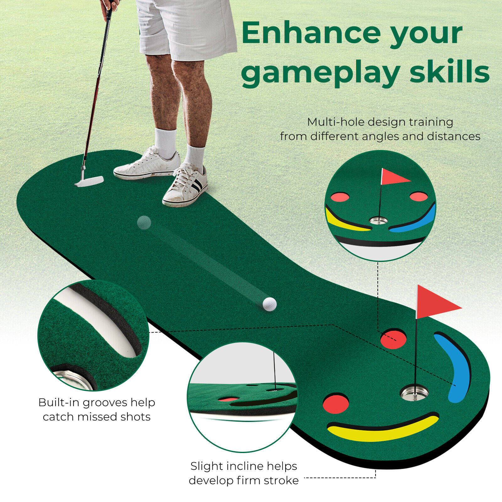 Golfi putting green komplekt sise- ja välistingimustes kasutamiseks