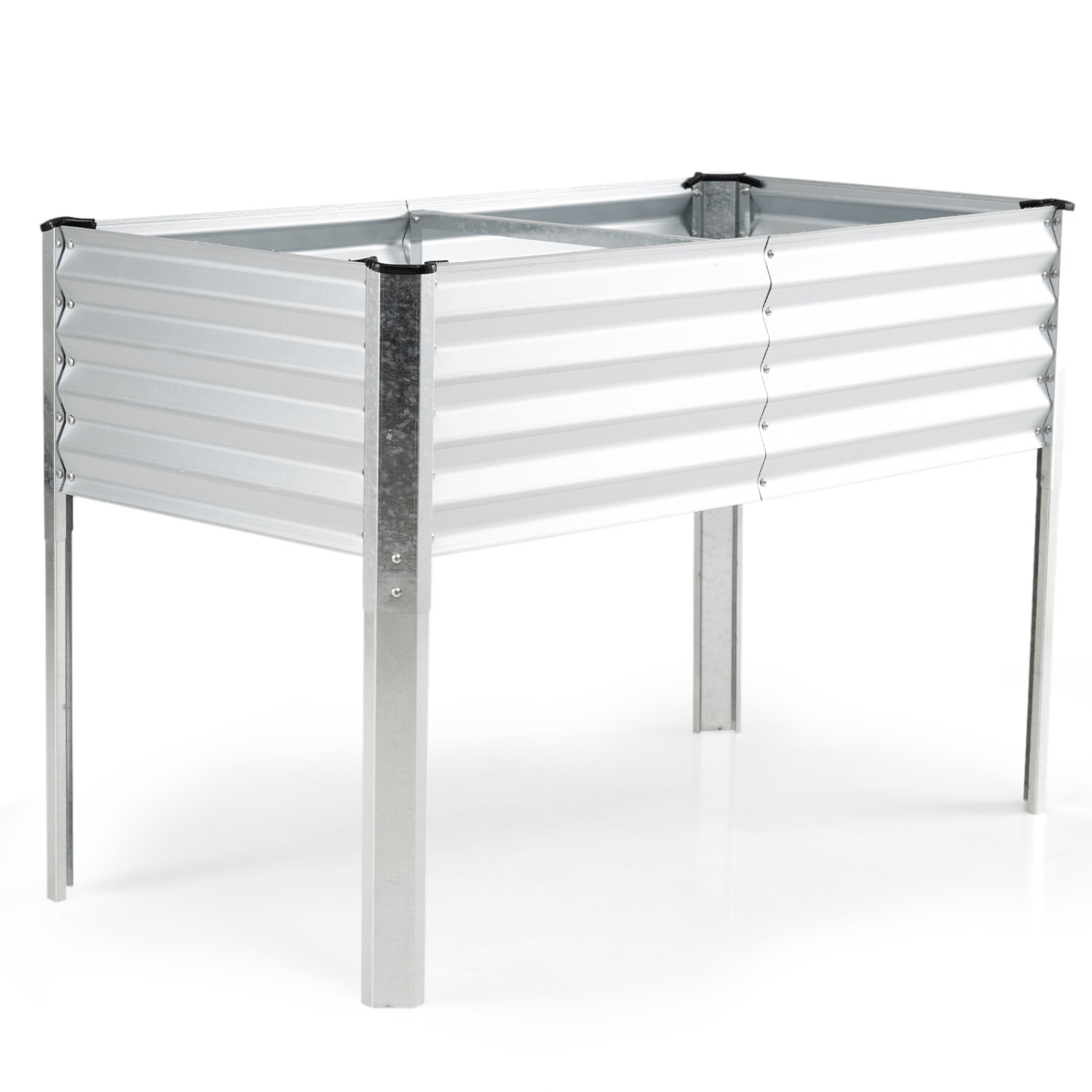 Tsingitud kõrgpeenar jalgadega 117 cm x 61 cm x 79 cm metallist kõrgendatud lillekast - hõbedane