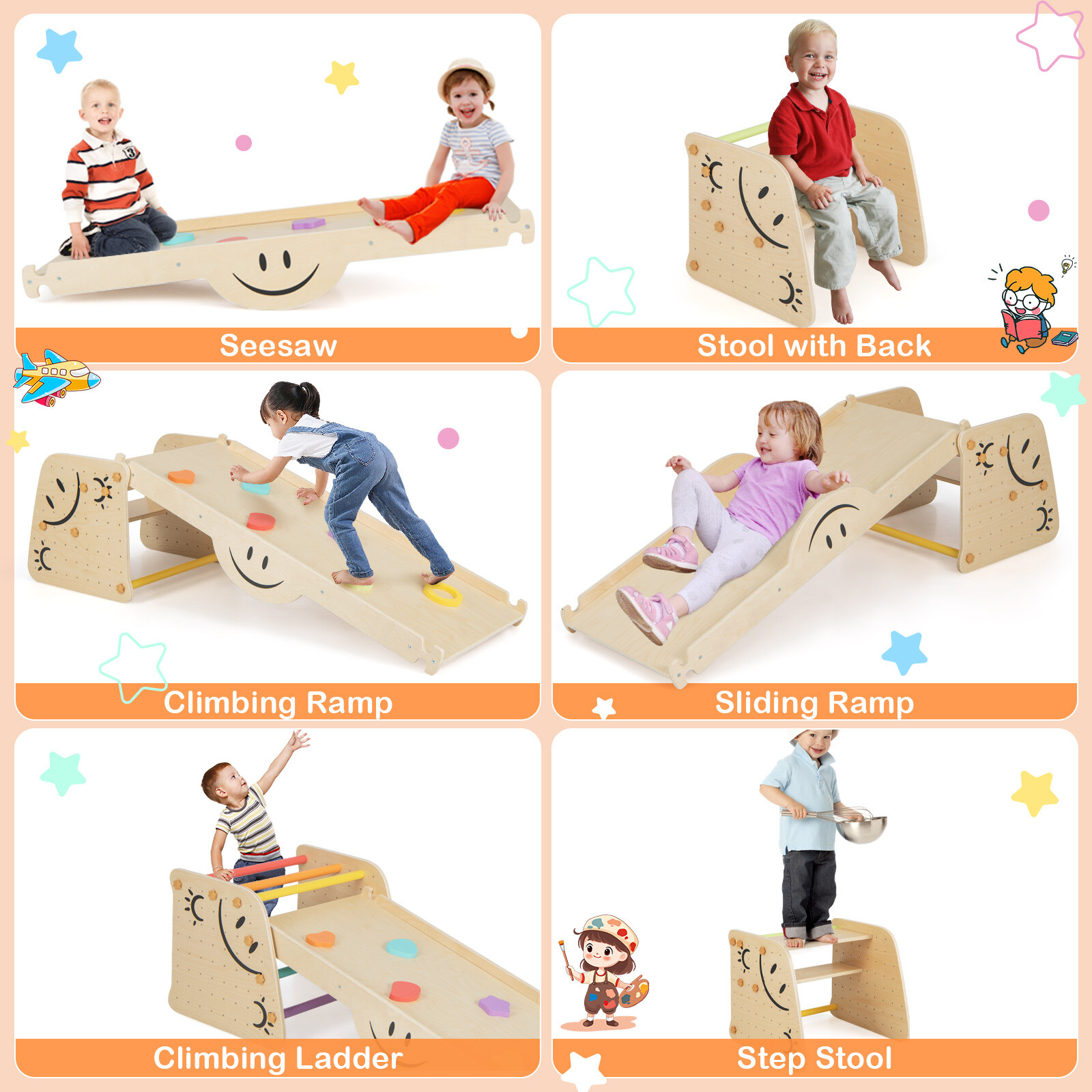 Puidust Ronimismänguasi Kolmnurk Ronimiskomplekt Kiiguga - Mitmevärviline