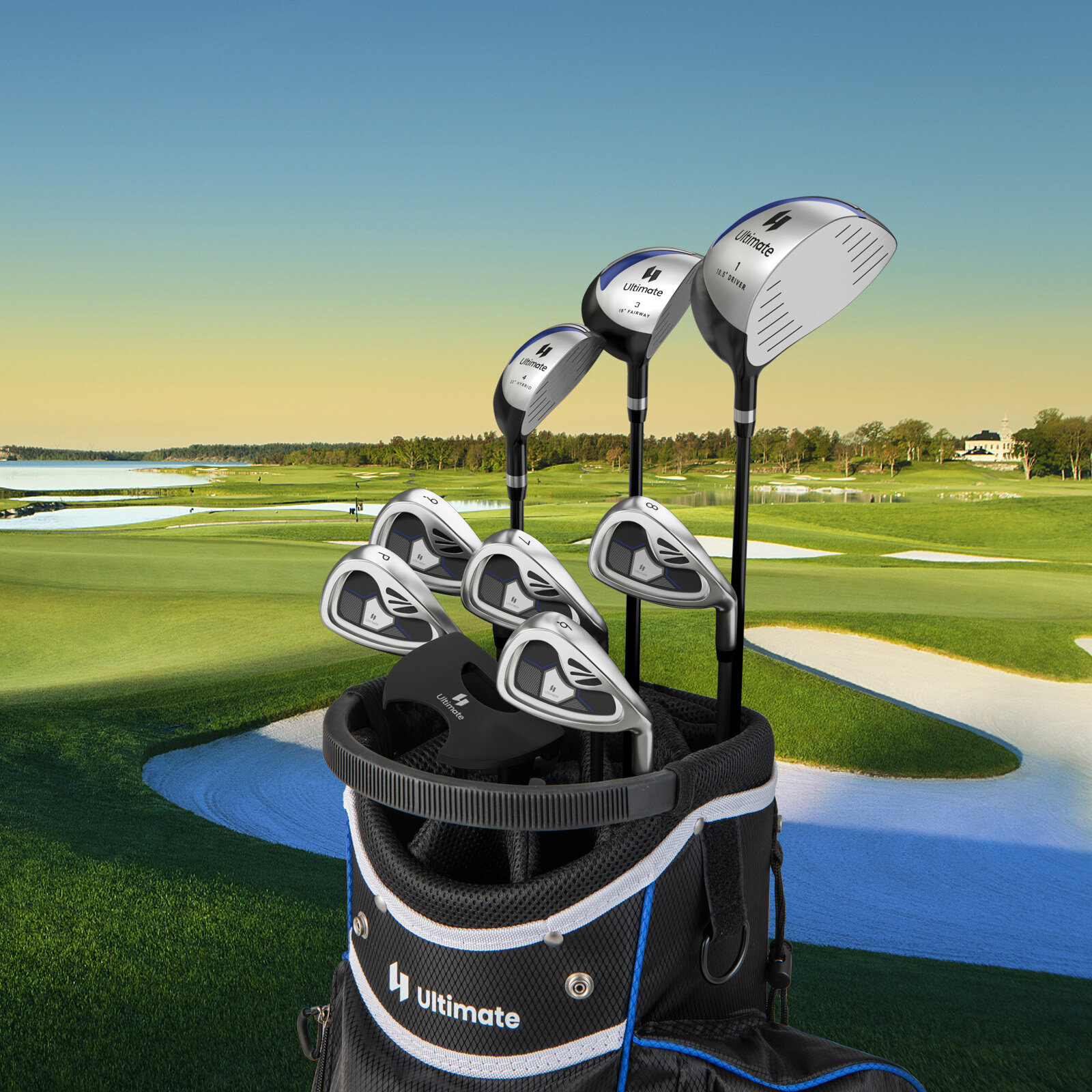 Meeste 9-osaline golfikeppide komplekt – tumesinine