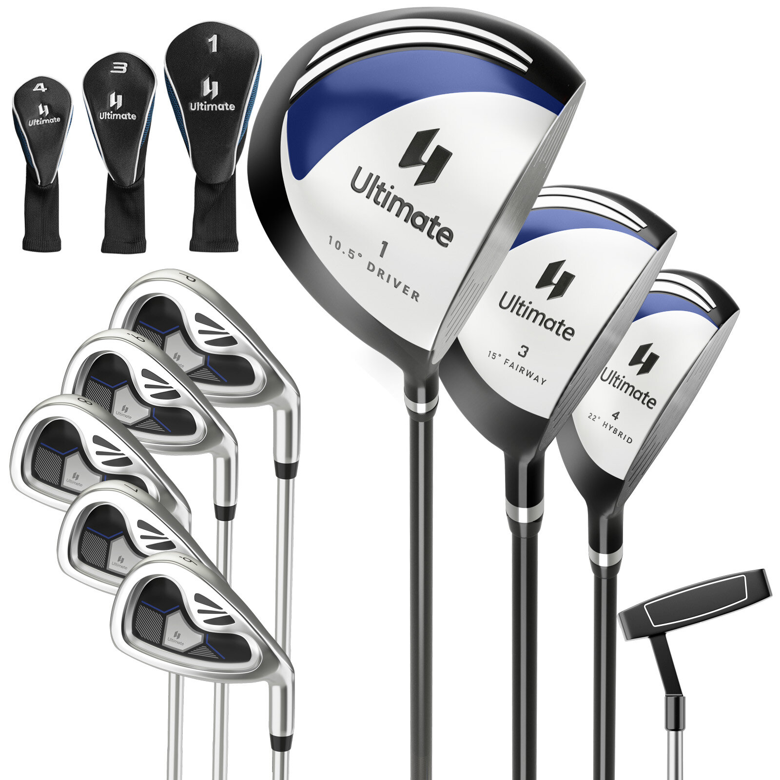 Meeste 9-osaline golfikeppide komplekt – tumesinine