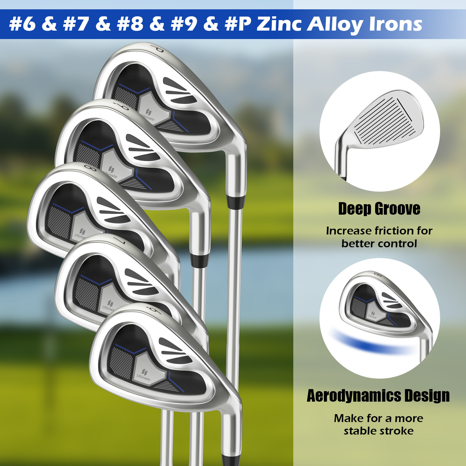 Meeste 9-osaline golfikeppide komplekt – tumesinine