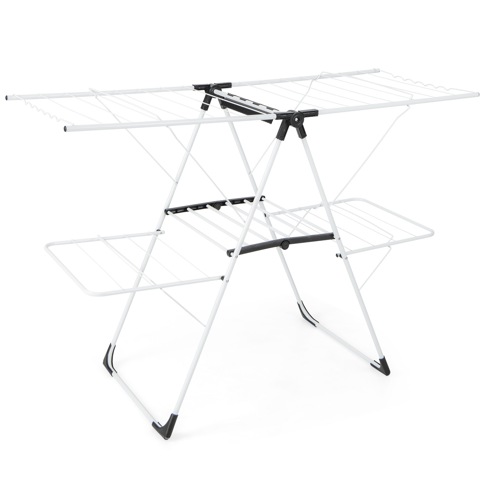 Costway 2-level Laundry Drying Rack with Height Adjustable Wings Costway 2-level Laundry Drying Rack with Height Adjustable Wings
