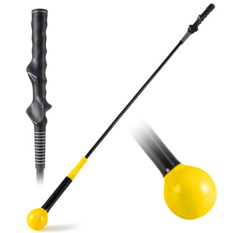Golfi Swing Trainer Aid 119 cm/102 cm/80 cm soojenduskepp raskusega peaga käepidemele - kollane