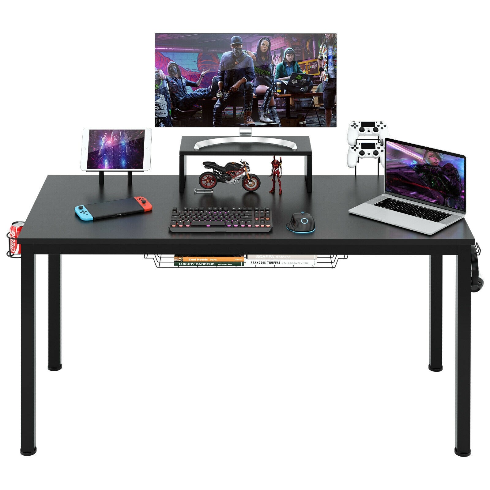 140 cm ergonoomiline mängulaud monitoririiuliga