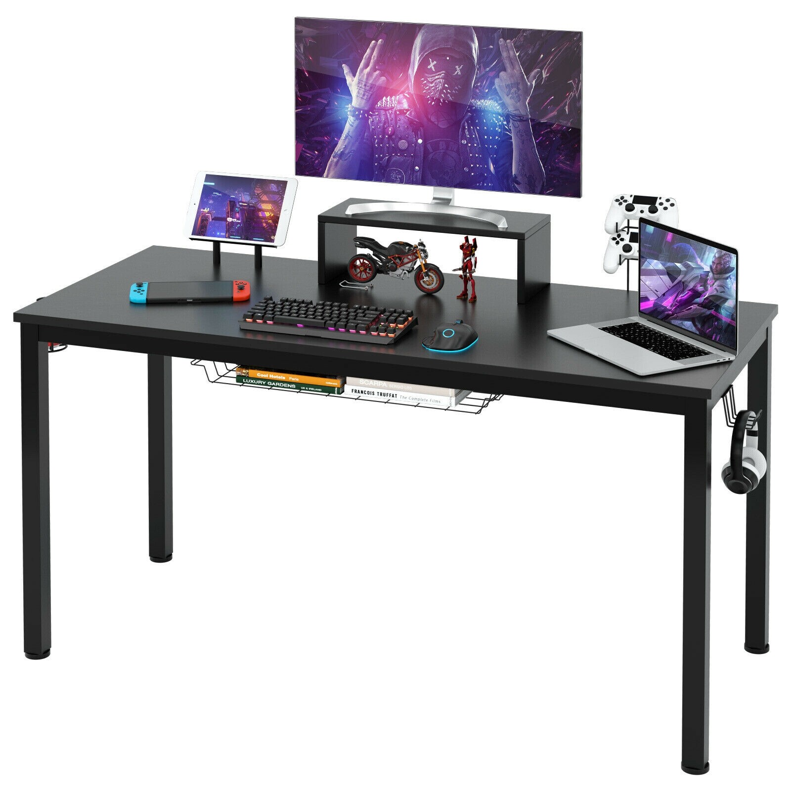 140 cm ergonoomiline mängulaud monitoririiuliga