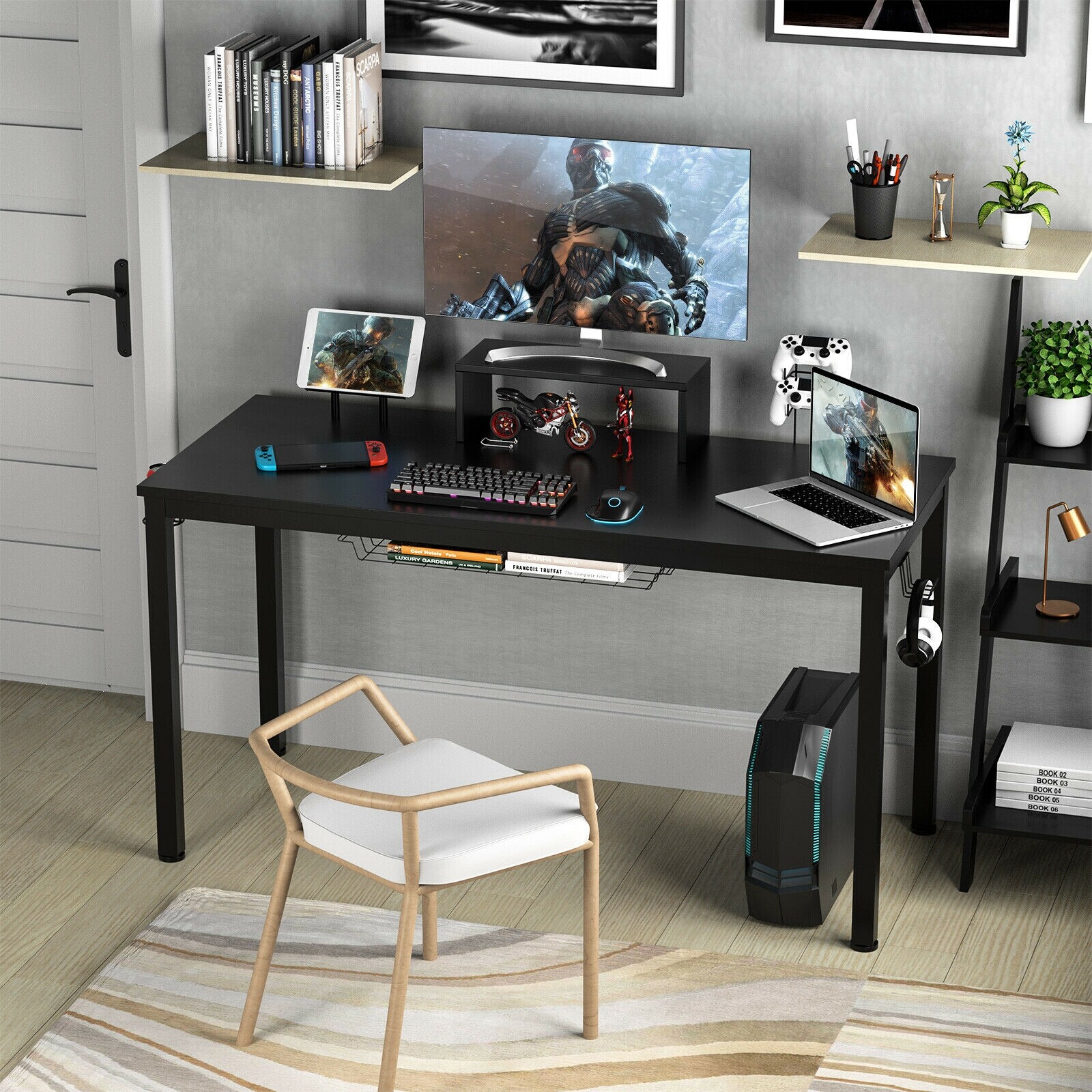 140 cm ergonoomiline mängulaud monitoririiuliga