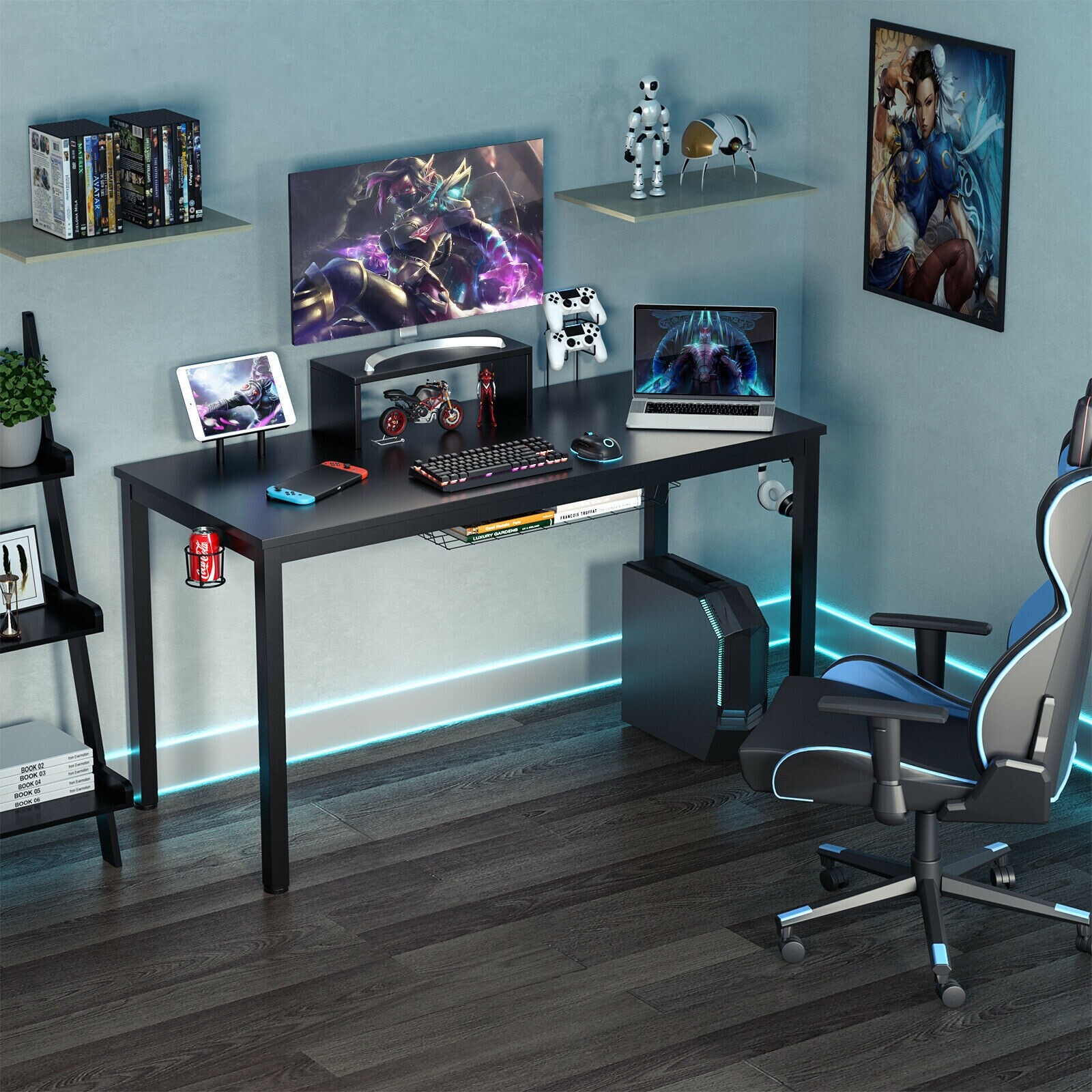 140 cm ergonoomiline mängulaud monitoririiuliga