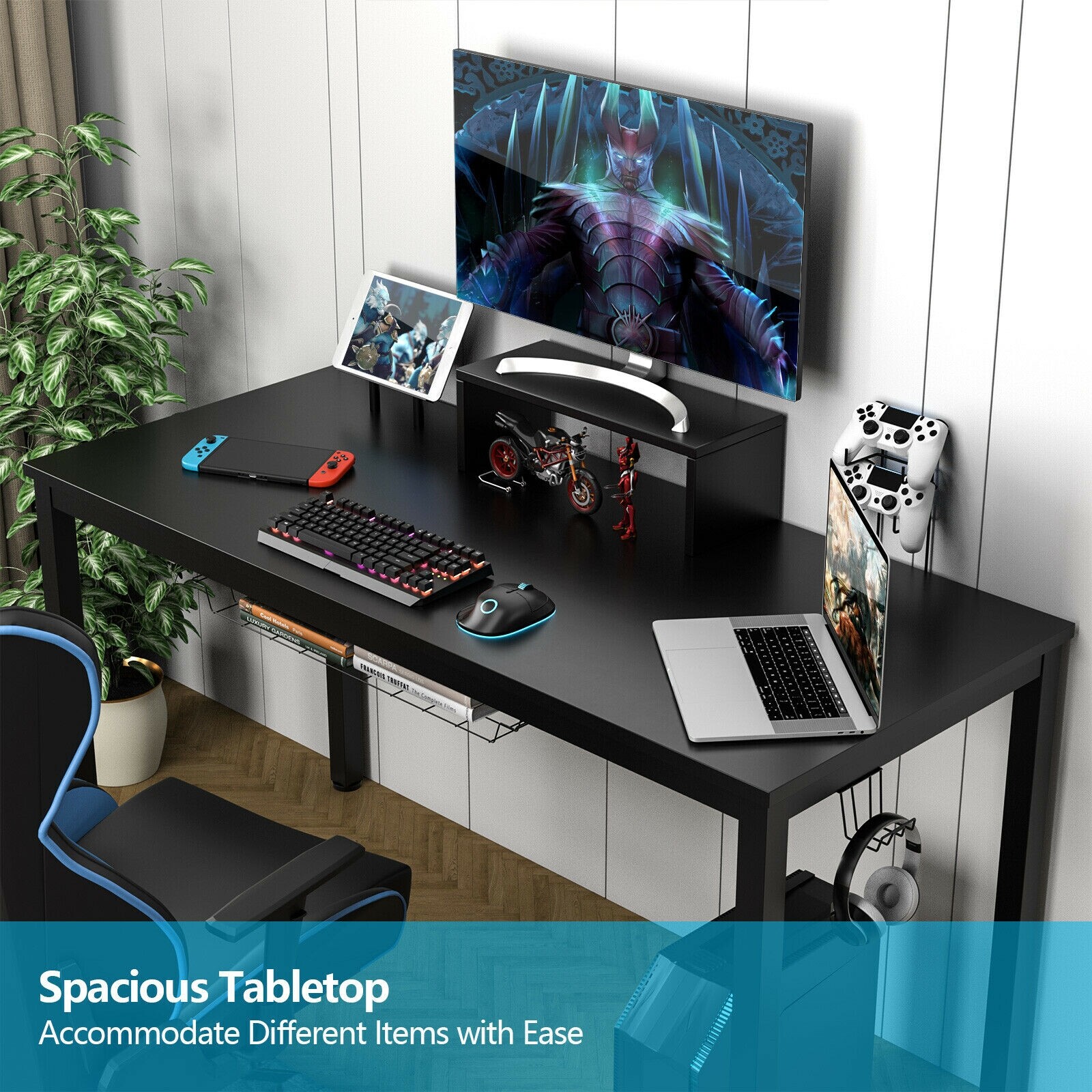 140 cm ergonoomiline mängulaud monitoririiuliga