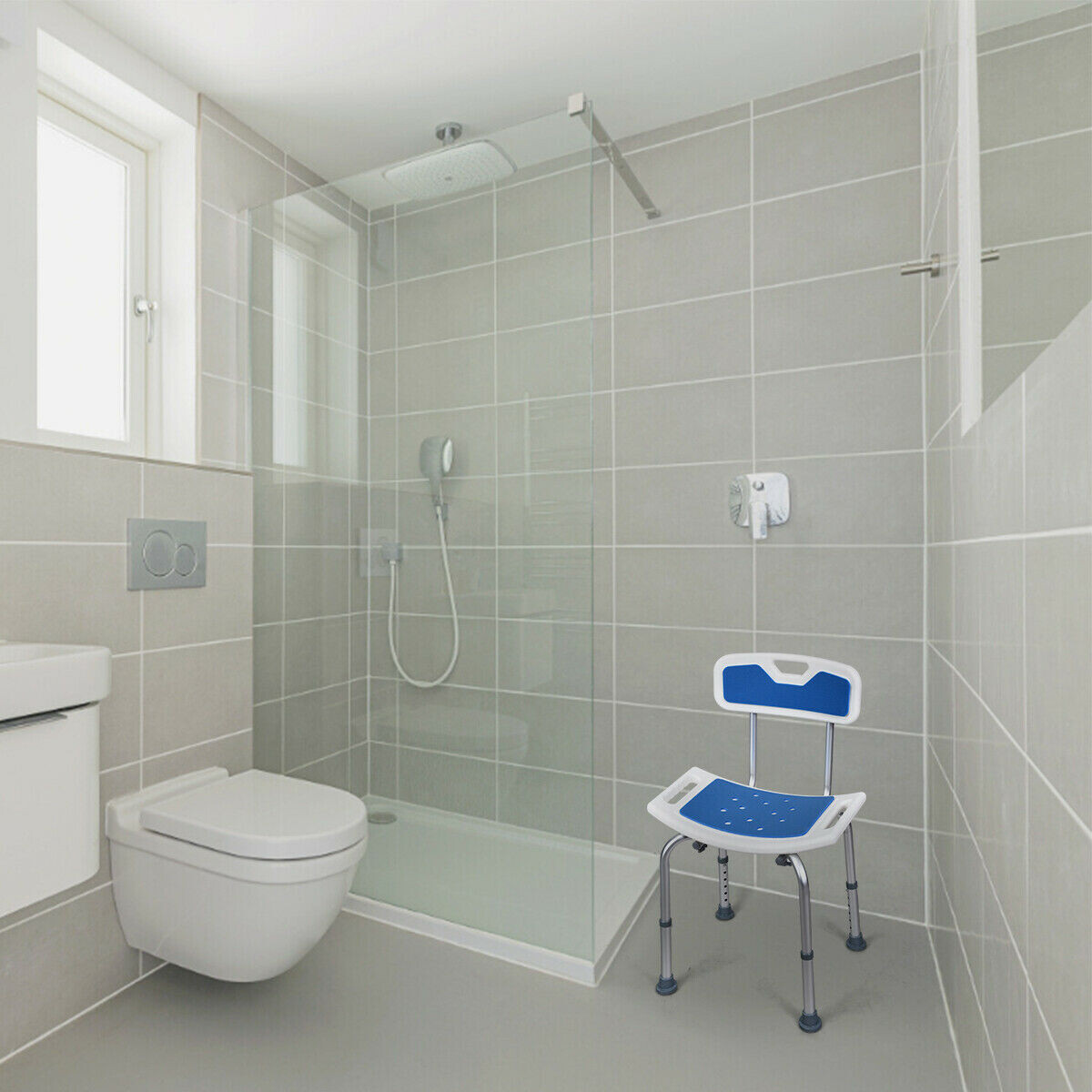 Costway Shower Bath Chair 6 Adjustable Height Non-Slip Bathtub Stool