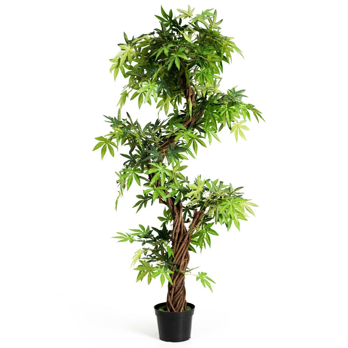 5-jalase kunstliku kiilu punase viinapuu roheliste lehtedega bonsai