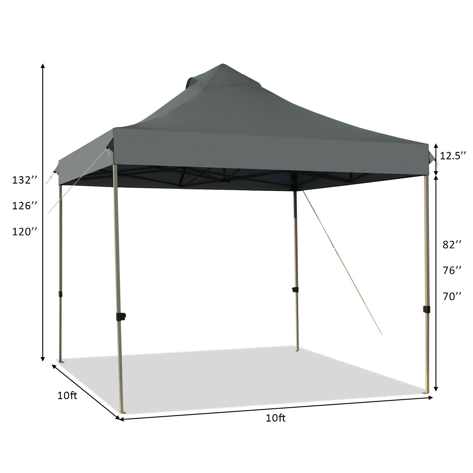 10' x 10' kaasaskantav hüpikvarikatusega peotelk, reguleeritav rullkotiga - hall