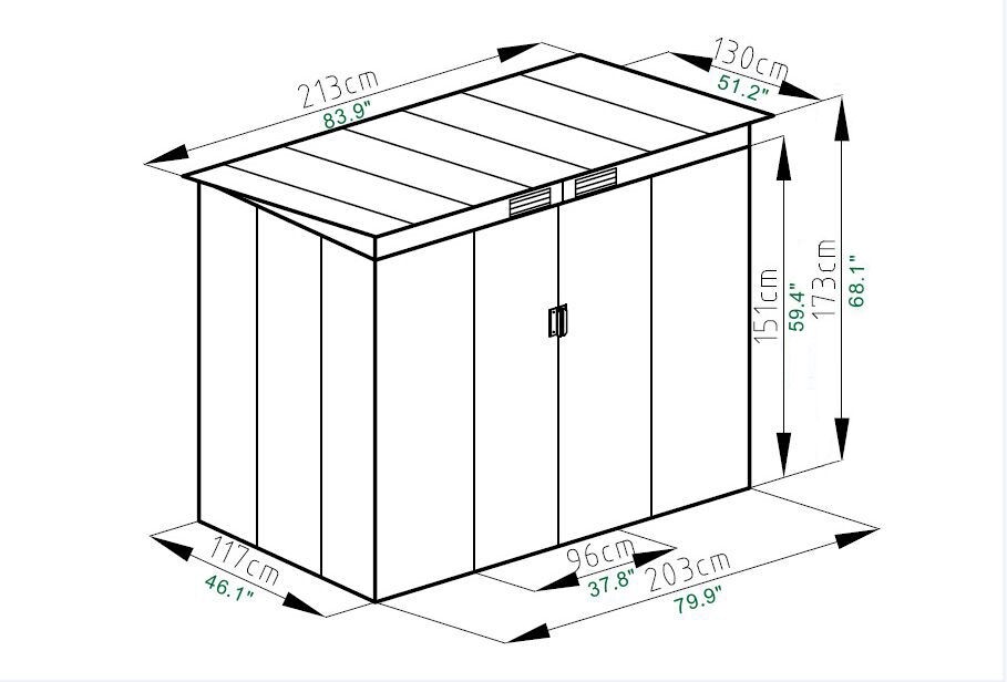 4' x 7' aia hoiukuur tööriistamajaga - hall