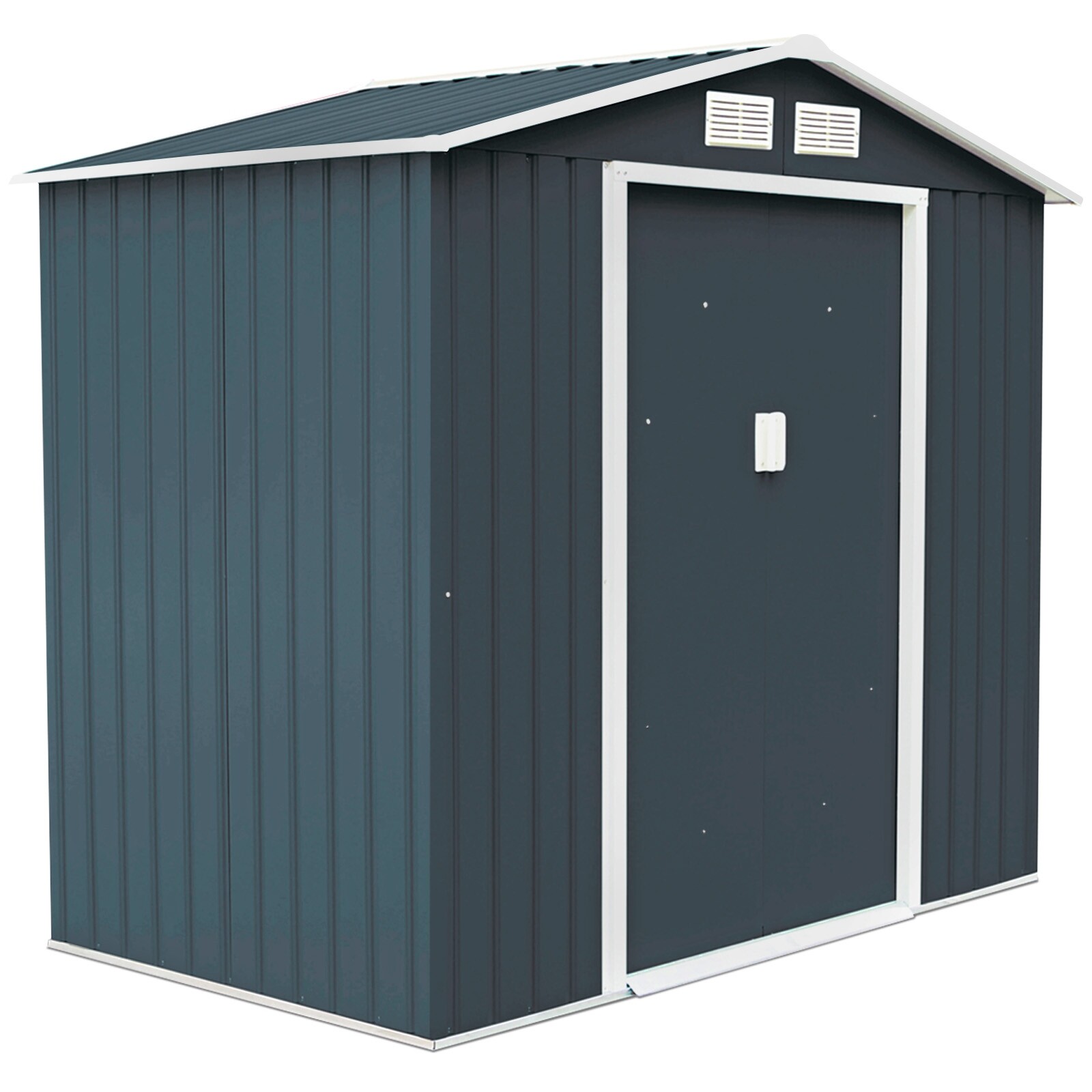 7' x 4' aia hoiukuur-tööriistamaja lükanduksega - hall