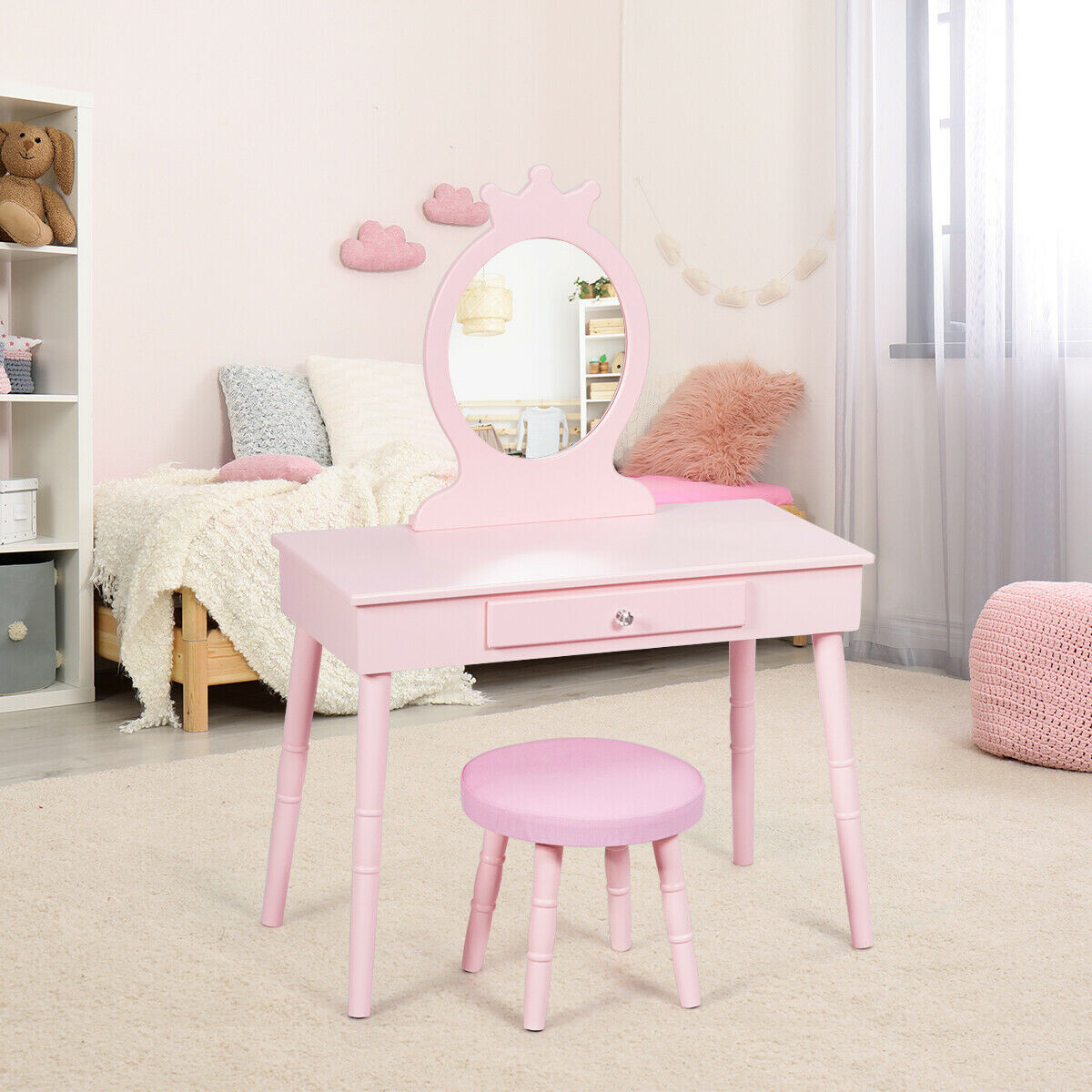 Kids Vanity Makeup Table and Chair Set Make Up Stool Kids Vanity Makeup Table and Chair Set Make Up Stool