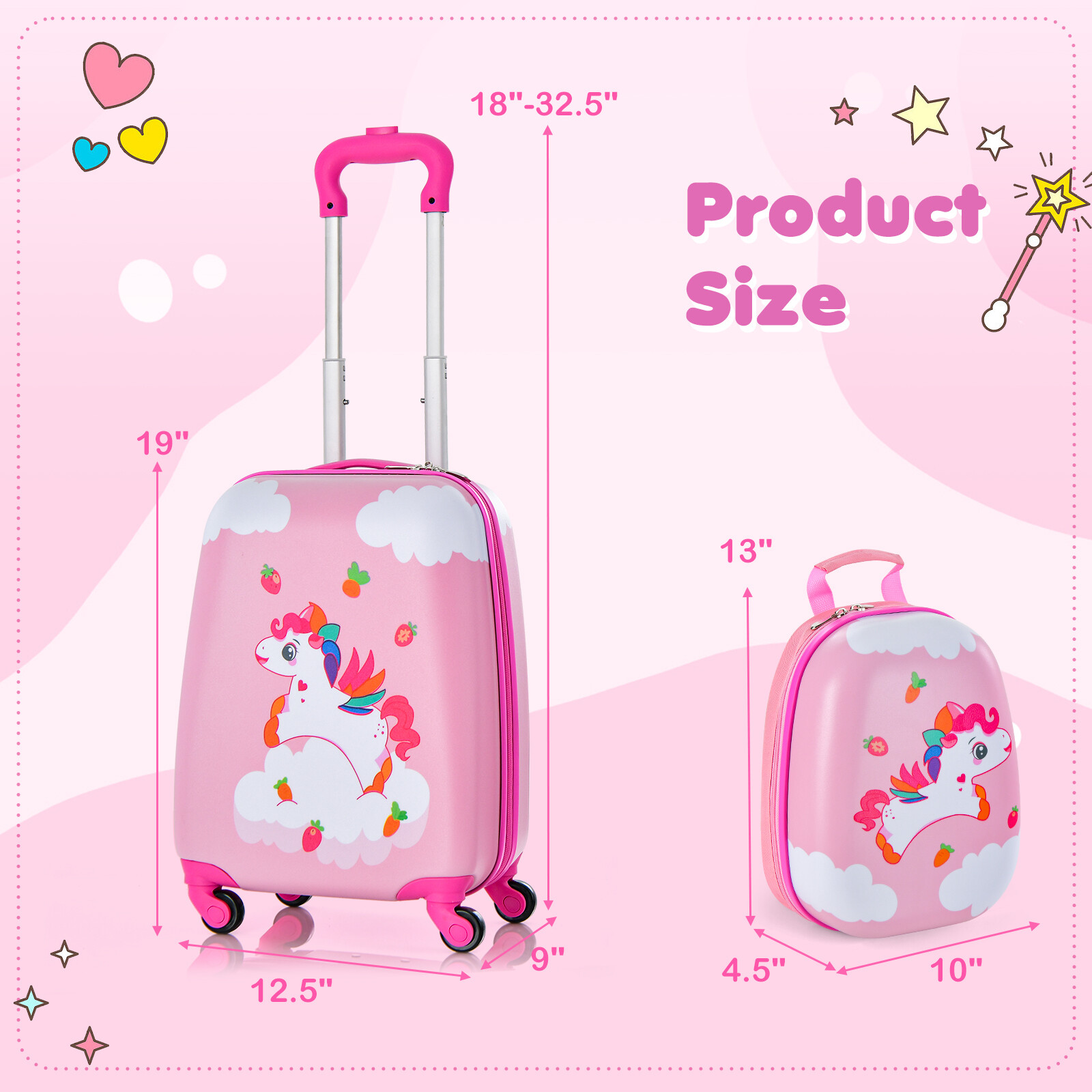 2-osaline laste käsipagasikomplekt 30 cm seljakotiga - mitmevärviline