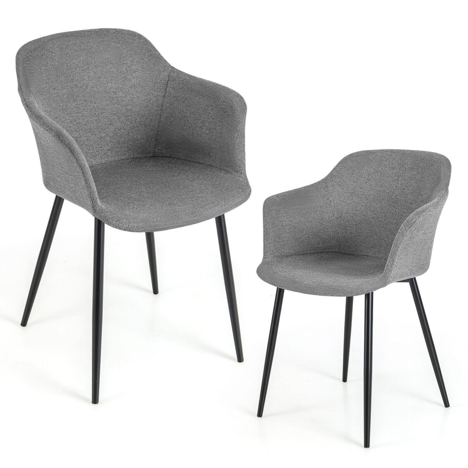 2 polsterdatud söögitooli komplekt ergonoomilise seljatoega - hall