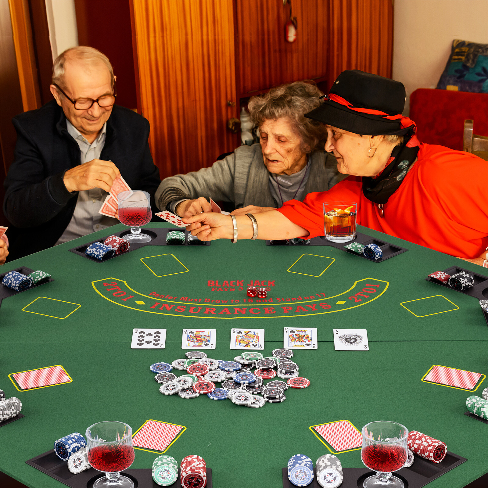 48 Inch 8-Player Foldable Poker Table Top with Carrying Bag and Cup Holders-Green