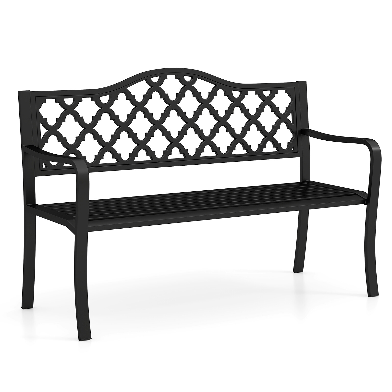 128 cm terrassipink kumerate käetugedega 2-3 inimesele - must