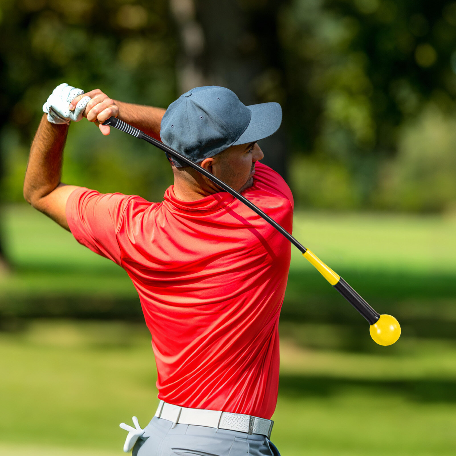 102 cm golfikiigu treeneri abivahend raskusega haarde, rütmi ja tasakaalu jaoks - kollane