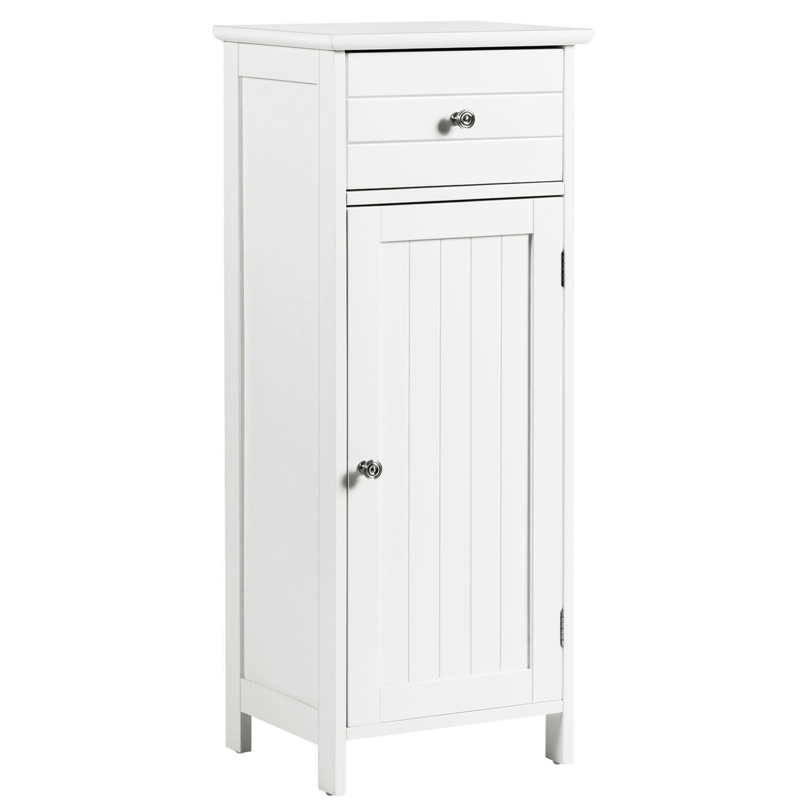 Costway Wooden Bathroom Floor Storage Cabinet with Drawer and Shelf