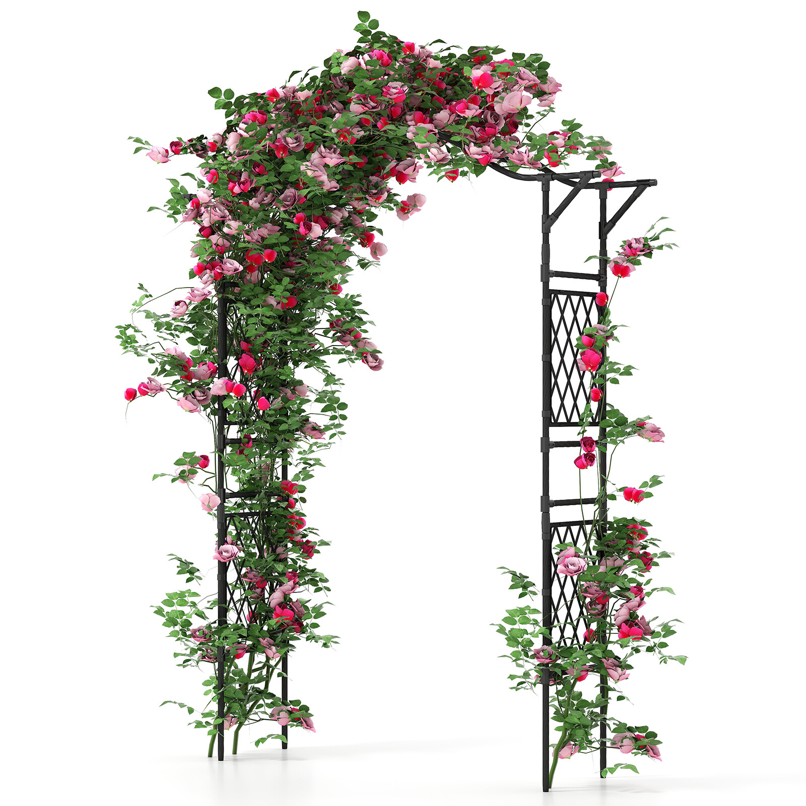 67 x 211 cm aiakaarvõrega metallist pergola lehtla ronitaimedele - must