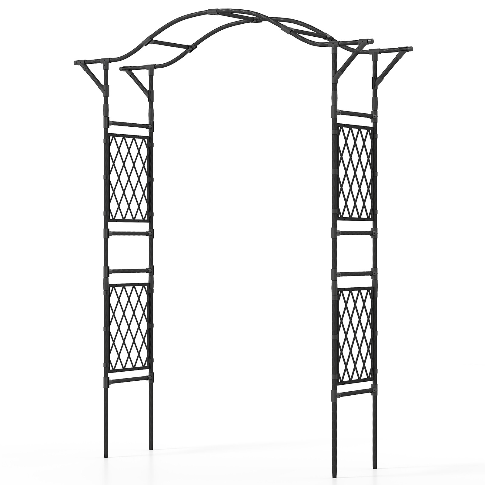 67 x 211 cm aiakaarvõrega metallist pergola lehtla ronitaimedele - must