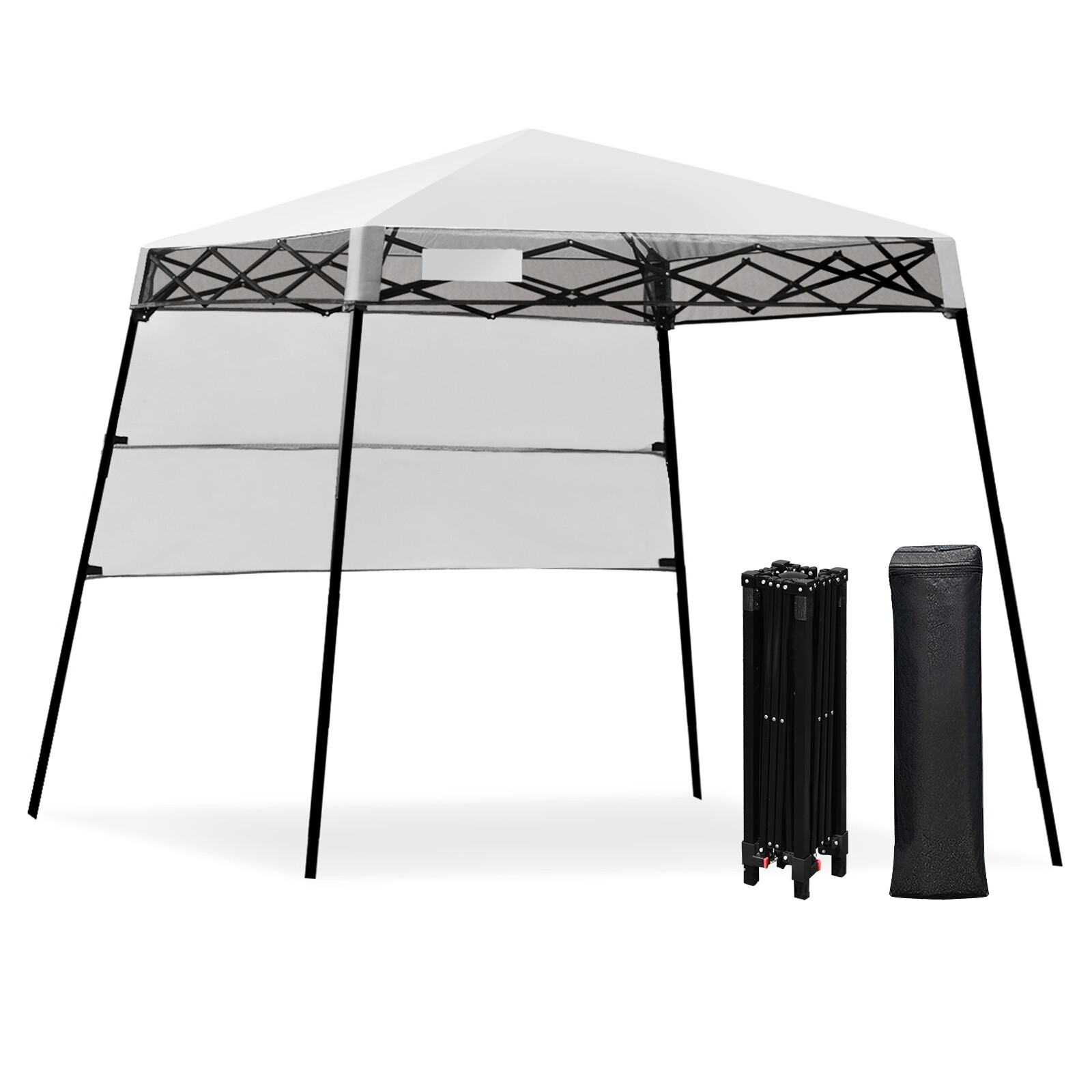 7 x 7 jala pikkune reguleeritav kaasaskantav varikatusega telk seljakotiga - valge