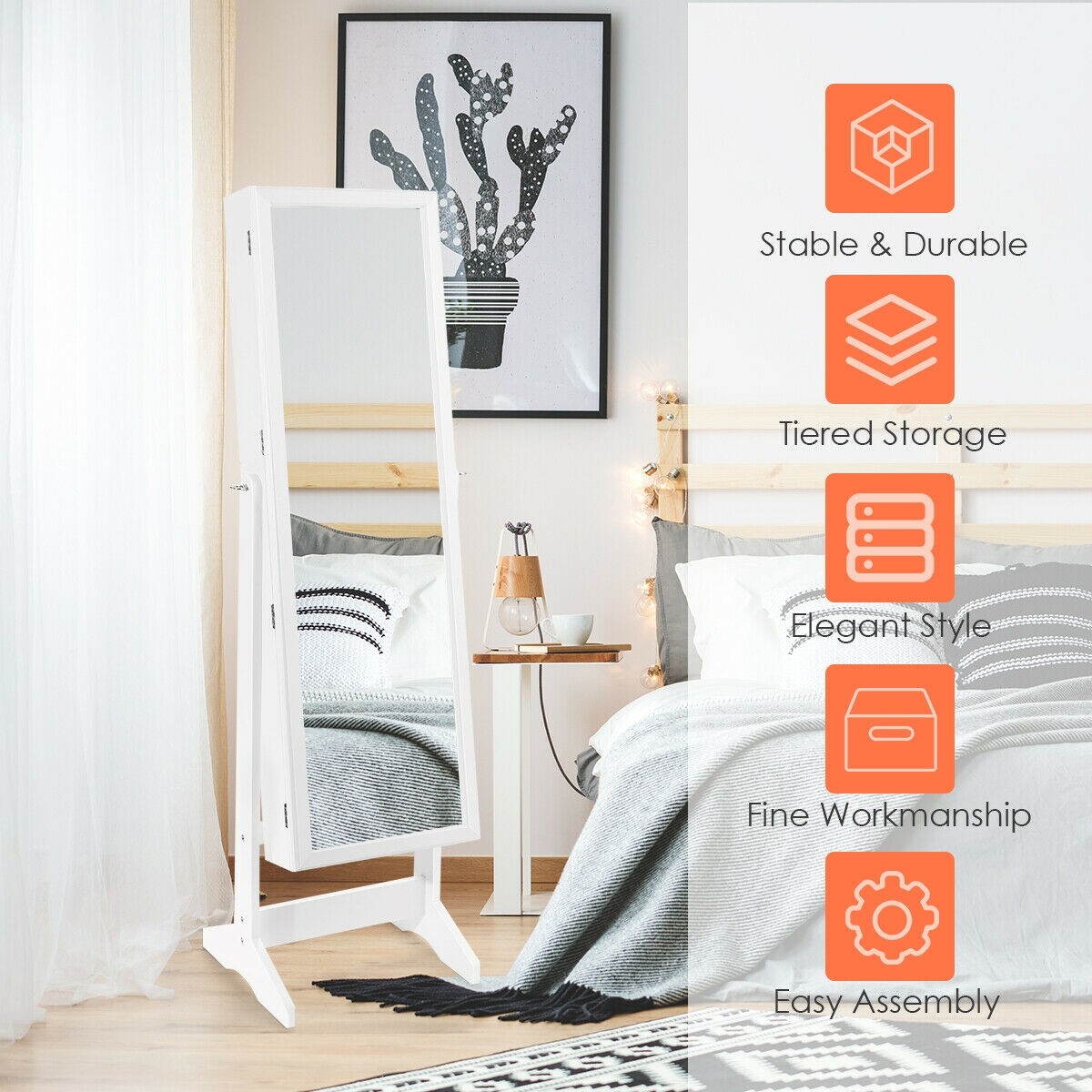Ehtekapp-alus Peegelkapp Suure Hoiukarbiga - Valge