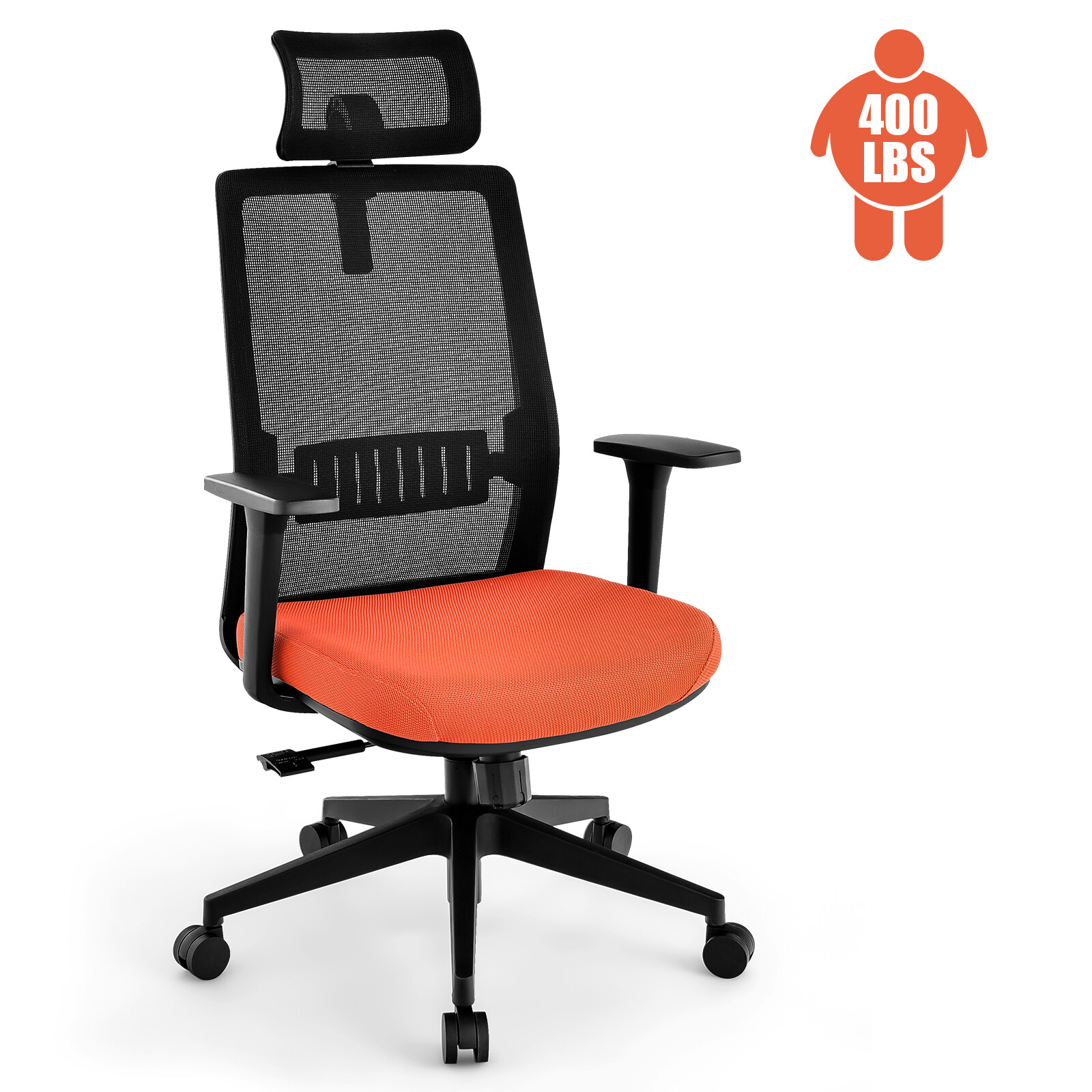 Ergonoomiline kontoritool nimmetoe ja reguleeritava peatoega - must