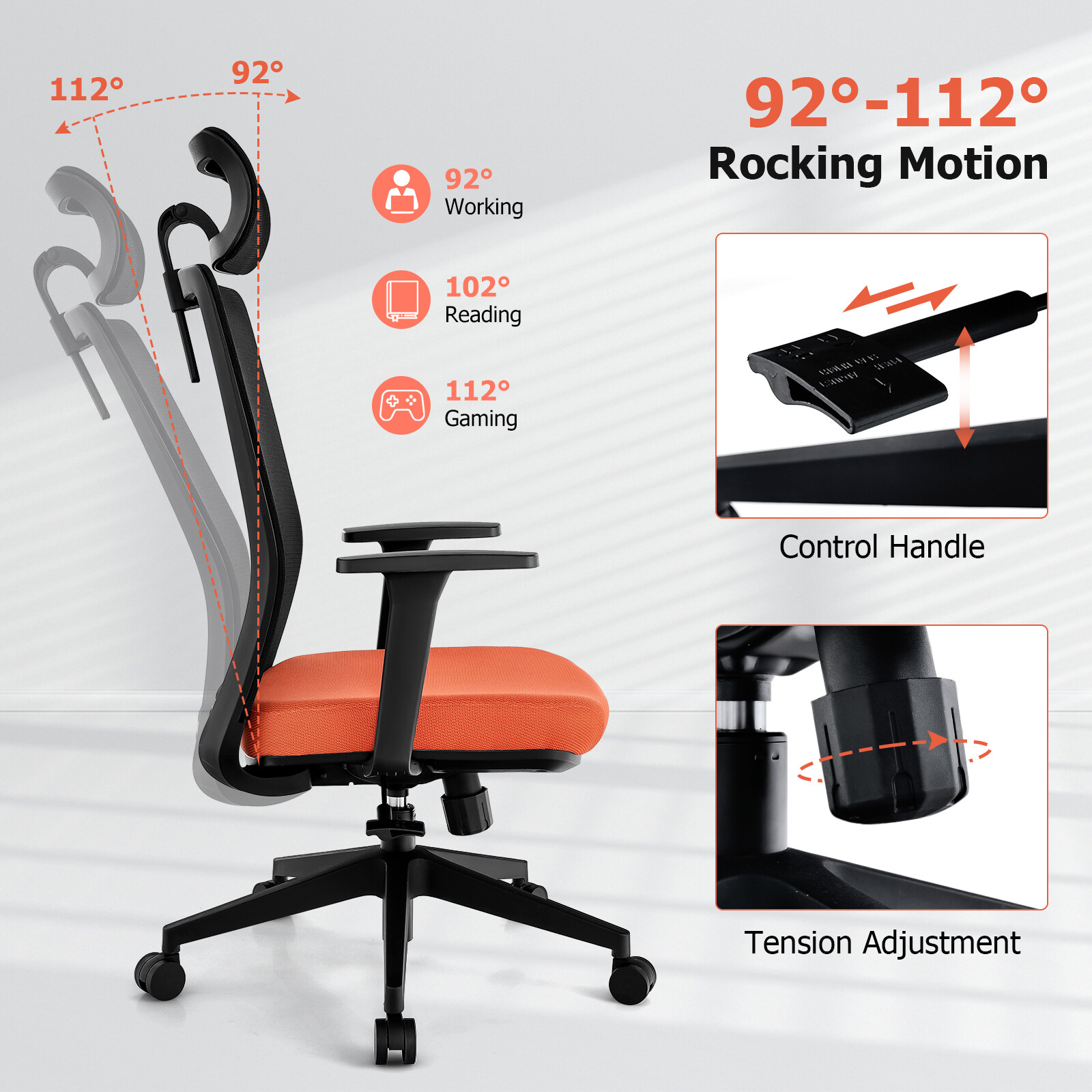 Ergonoomiline kontoritool nimmetoe ja reguleeritava peatoega - must