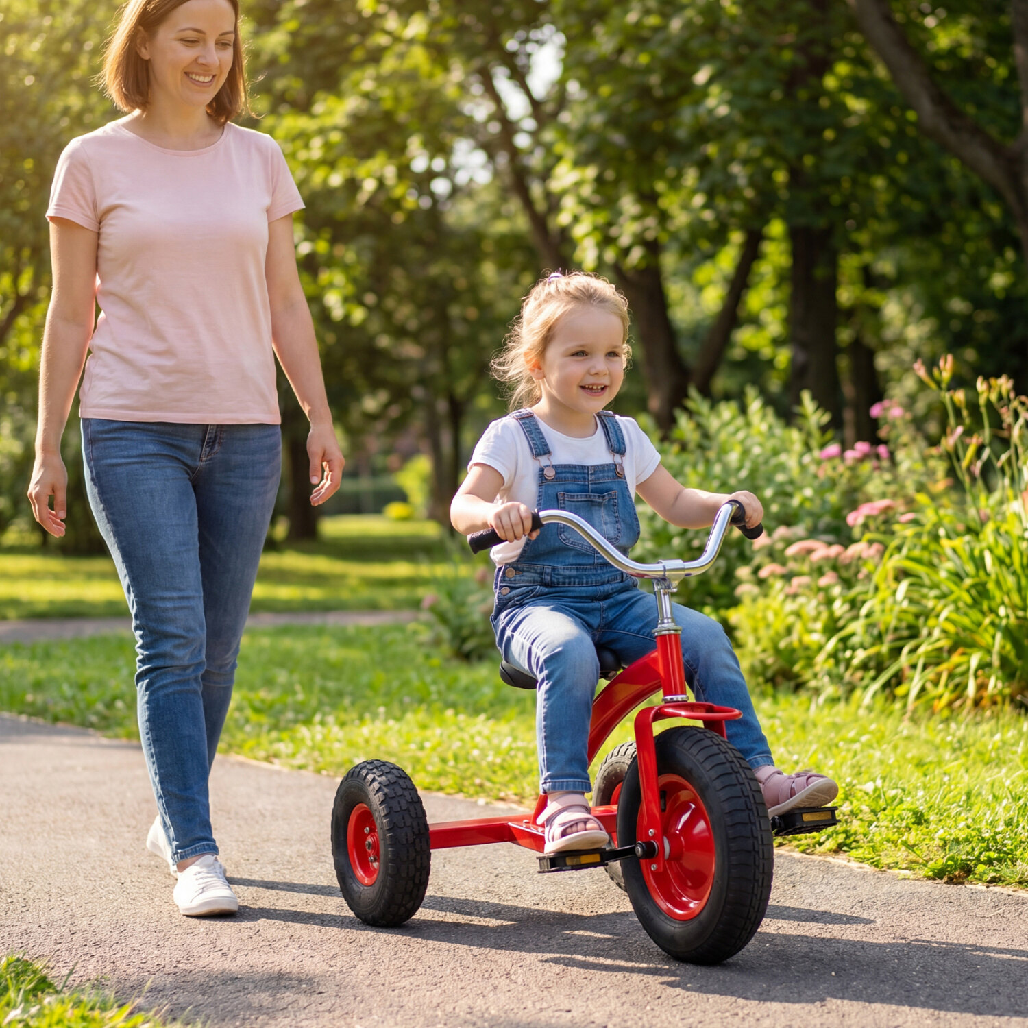 Kids Carbon Steel Bike with 15 Inch Inflatable Rubber Tires-Red Kids Carbon Steel Bike with 15 Inch Inflatable Rubber Tires-Red