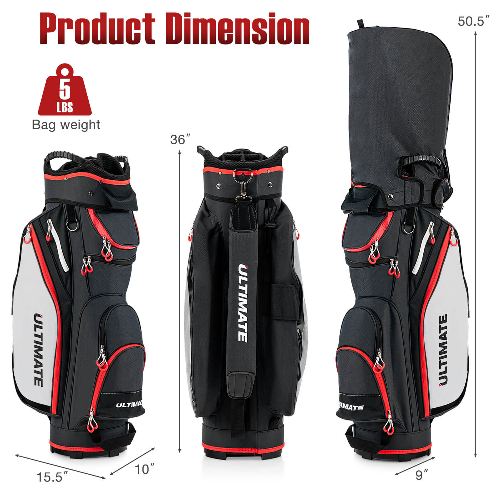 24 cm golfikärukott 14-suunaliste vaheseintega ülemise korraldajaga - tumesinine